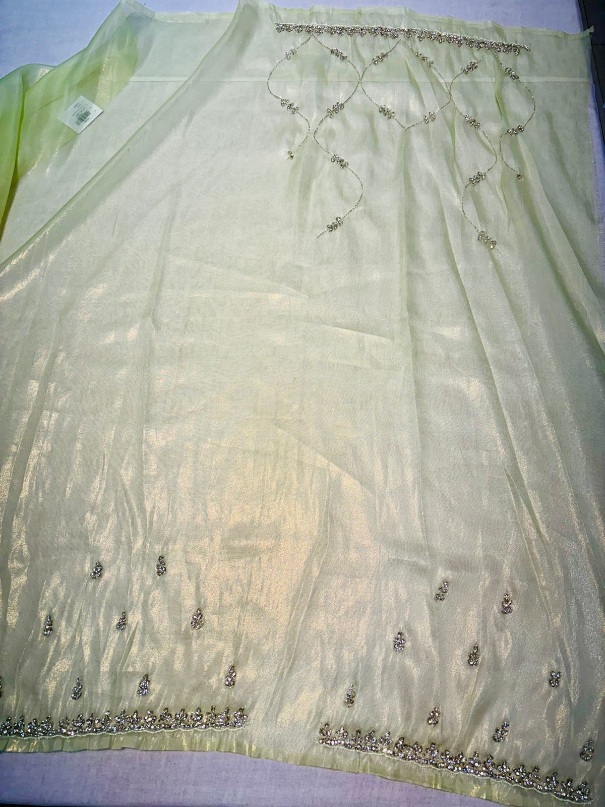 Mint Green Tissue Organza Designer Saree