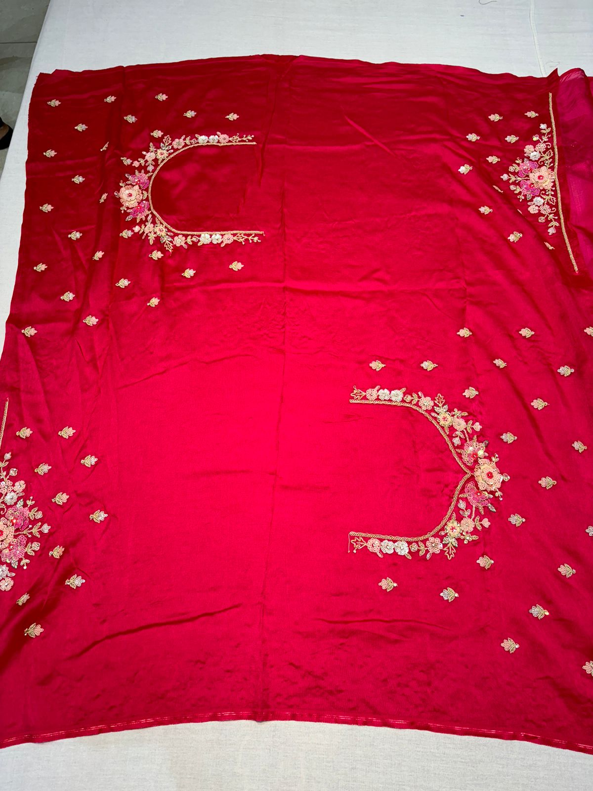 Dark Pink Tissue Organza Festive Saree