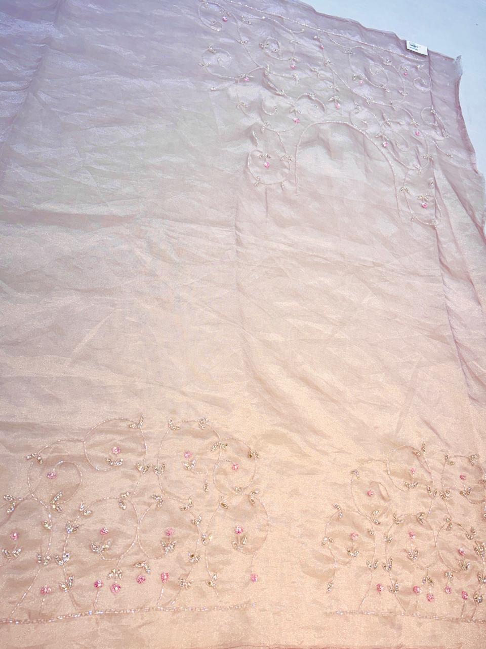 Baby Pink Tissue Organza Saree