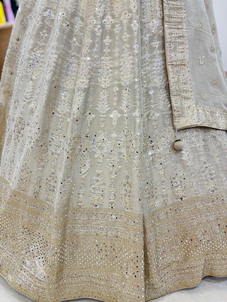 Gold Zari Woven Silk Designer Lehenga With Readymade Blouse