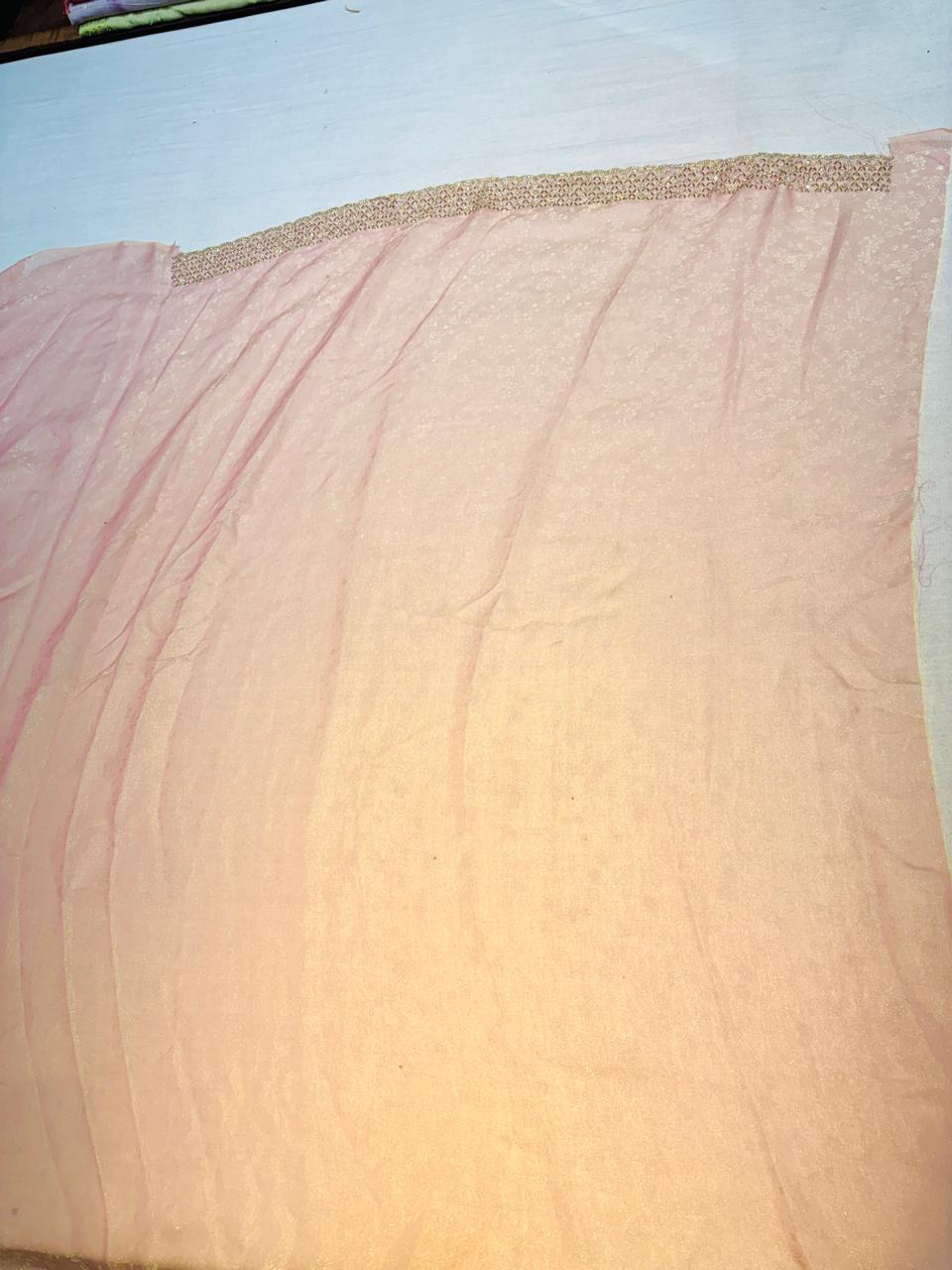 Light Peach Swarovski Tissue Silk Designer Saree