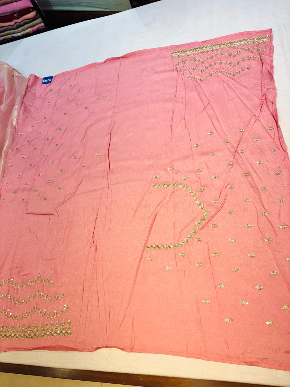 Light Pink Gotta Embellished Tissue Organza Saree