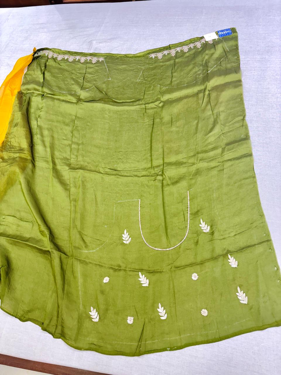 Yellow Designer Silk Hand Detailing Saree