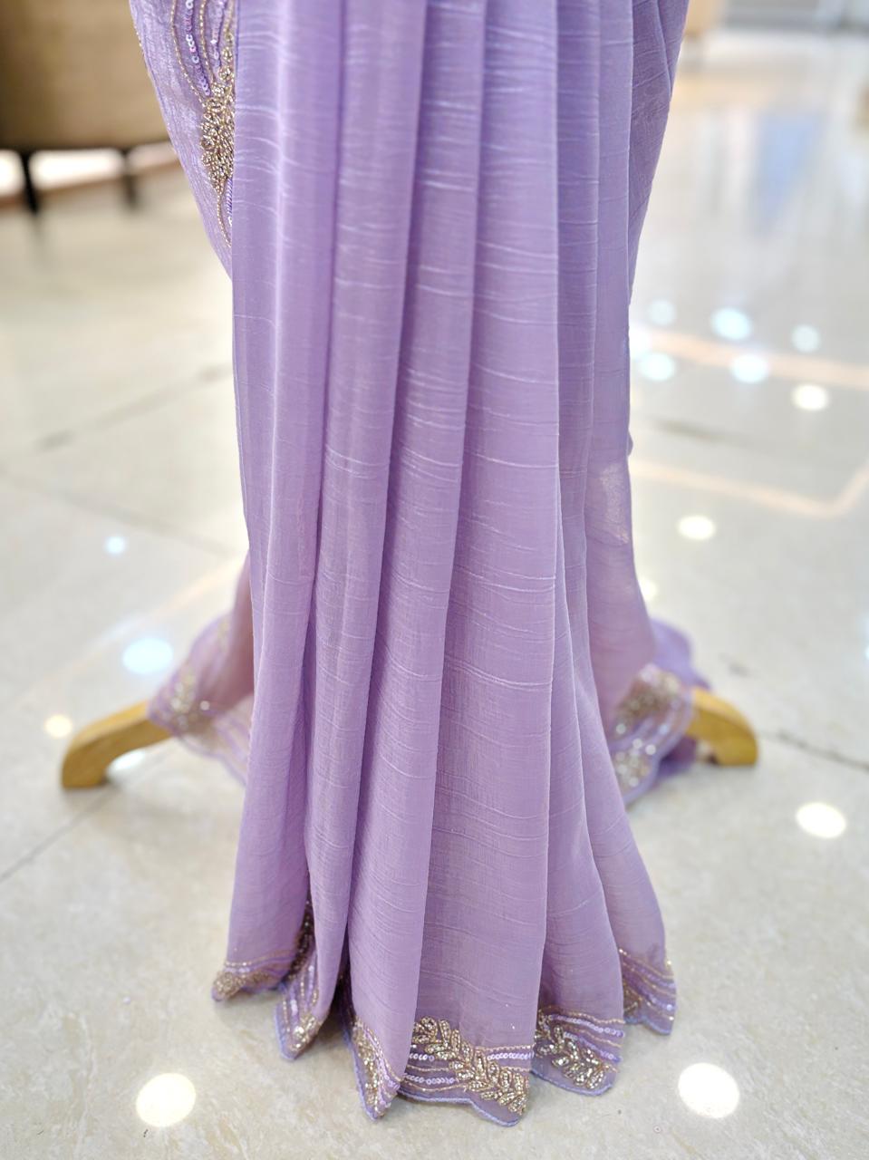 Purple Shimmer Silk Festive Saree