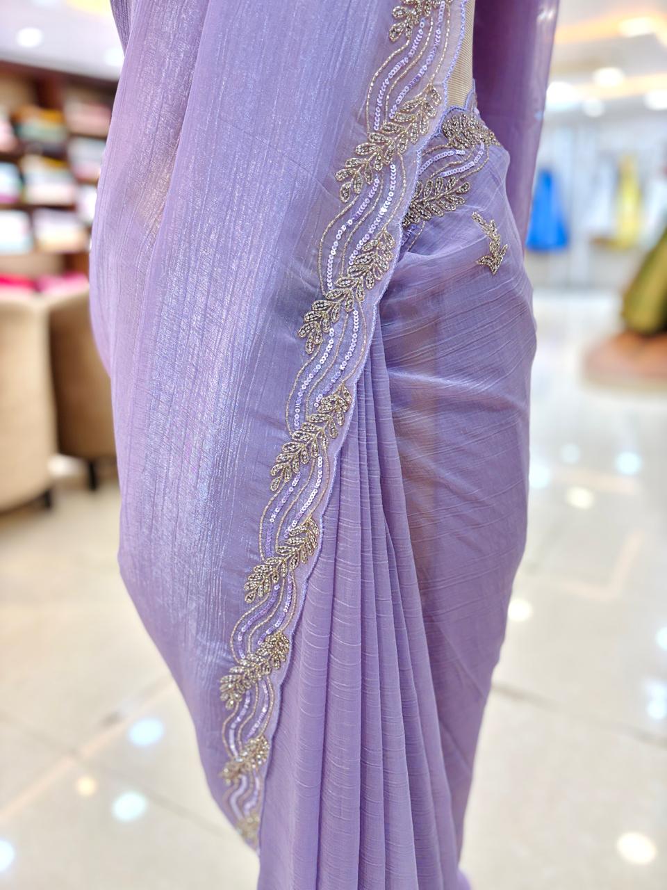 Purple Shimmer Silk Festive Saree