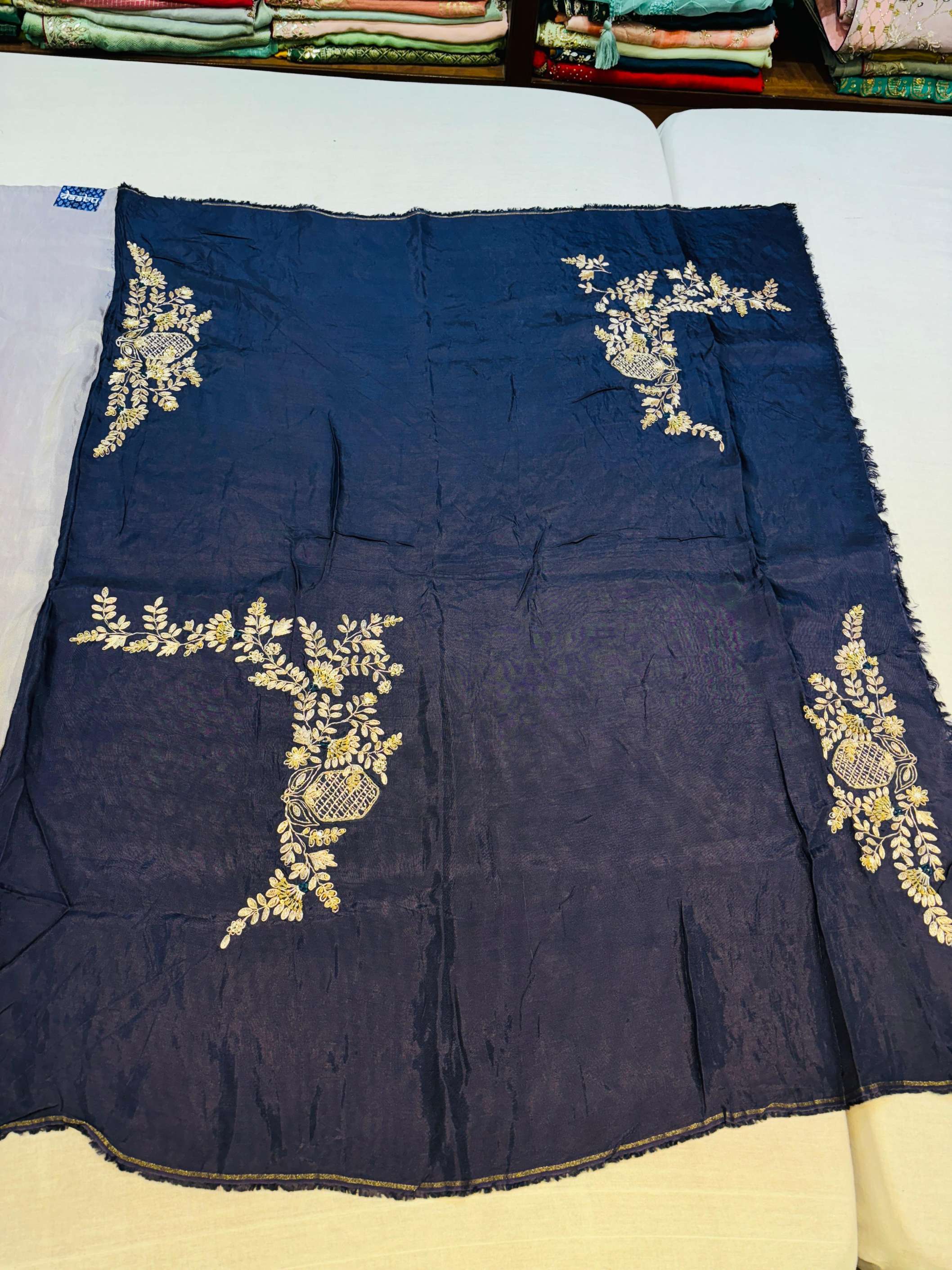 Lilac Tissue Silk Pittan Work Saree