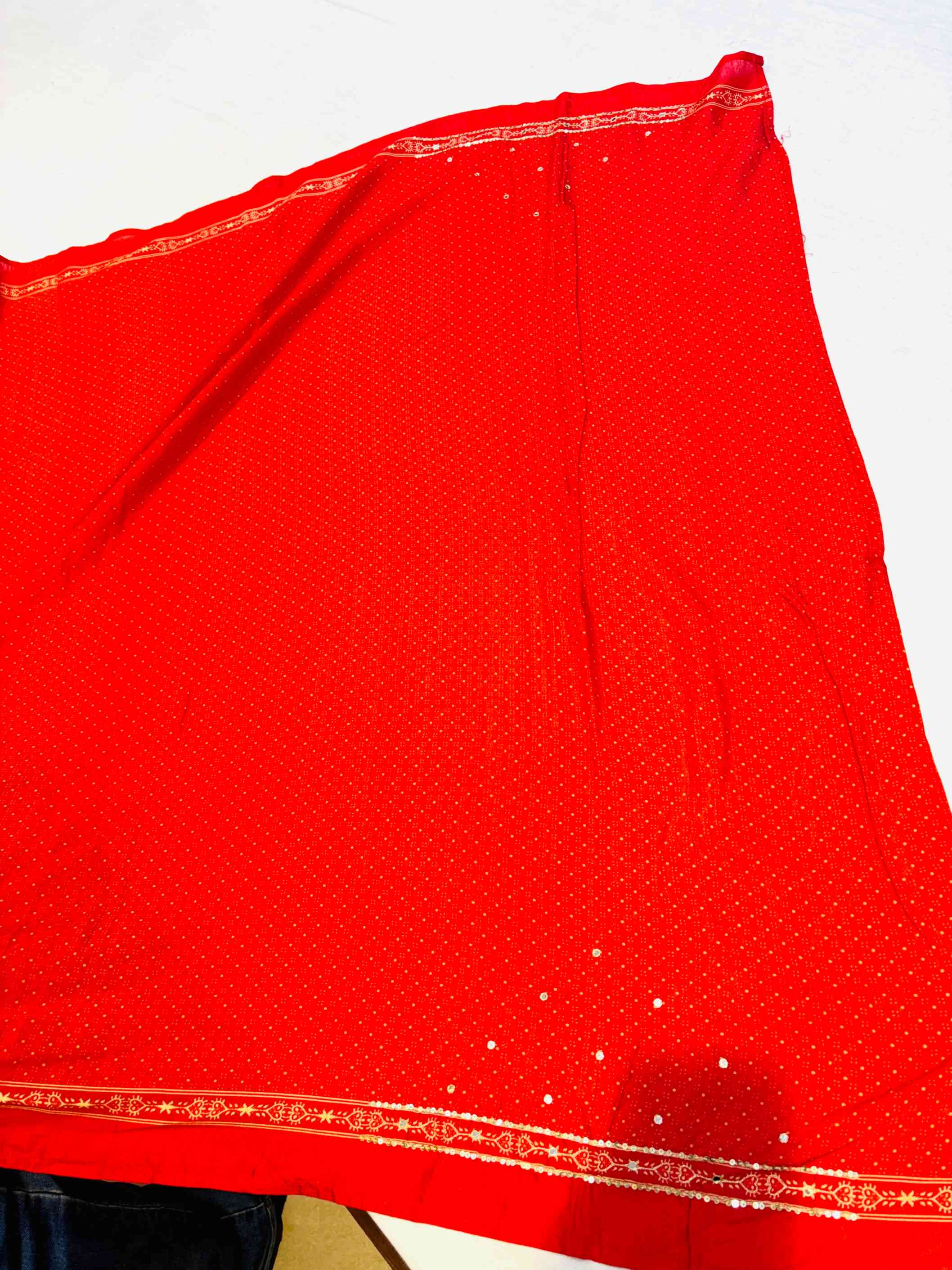 Dark Orange Ajrakh Print Muslin Silk Saree