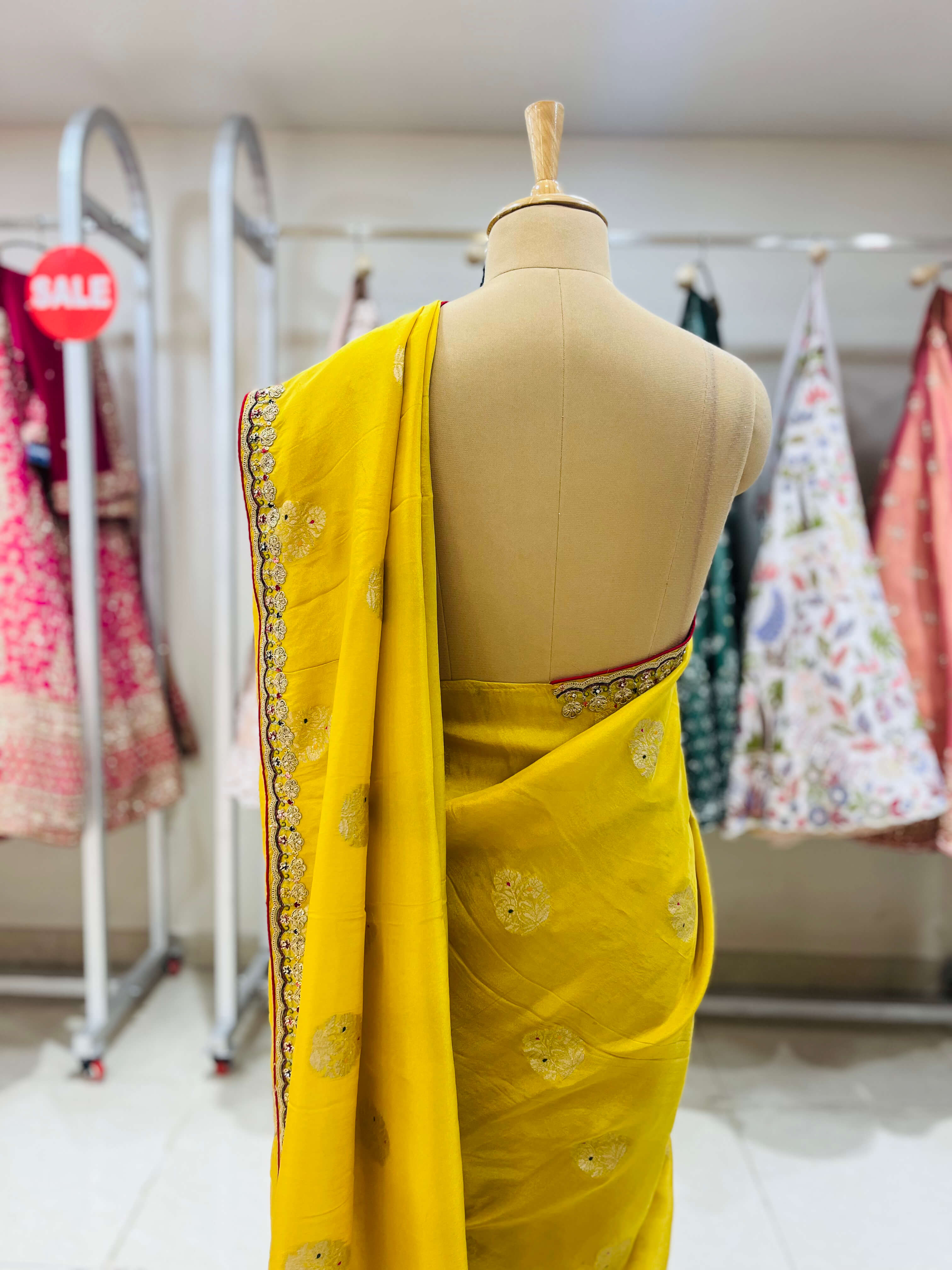 Yellow Embellished Designer Silk Saree