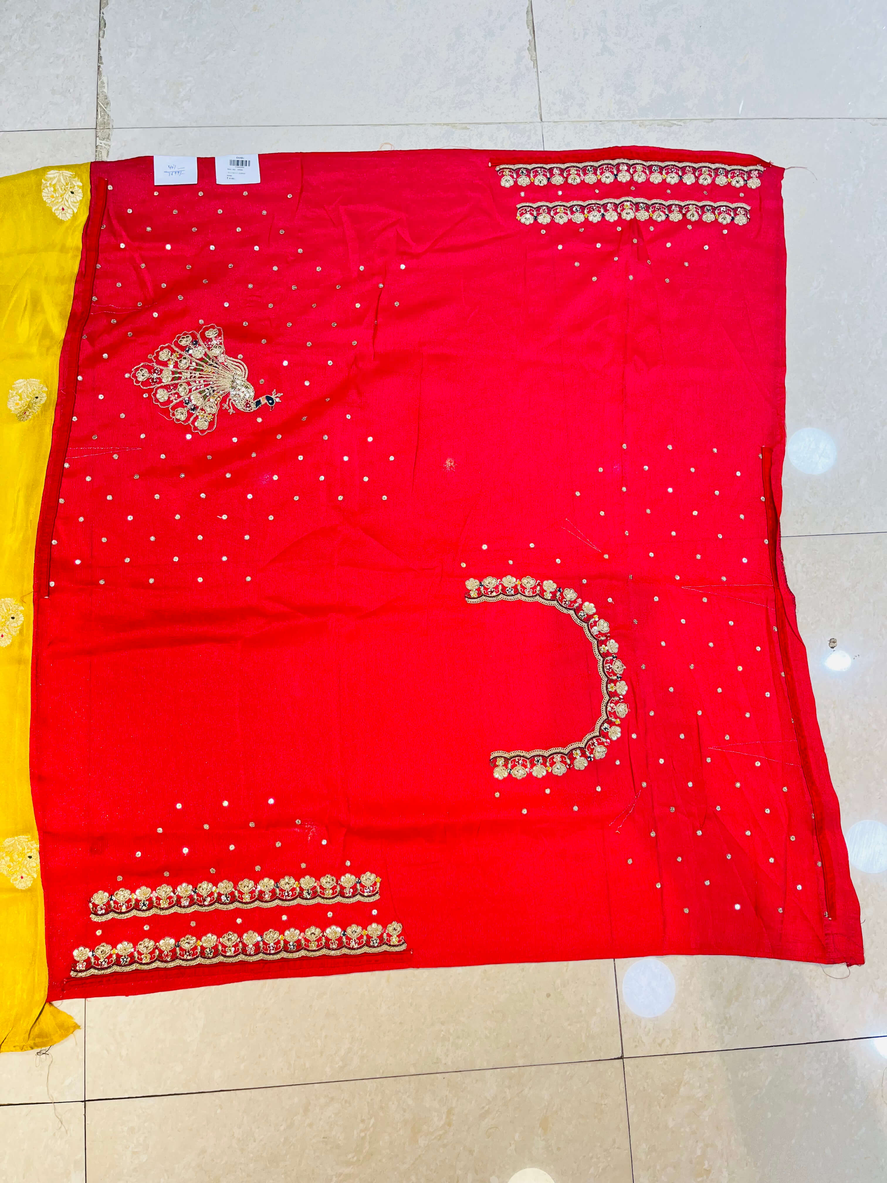 Yellow Embellished Designer Silk Saree