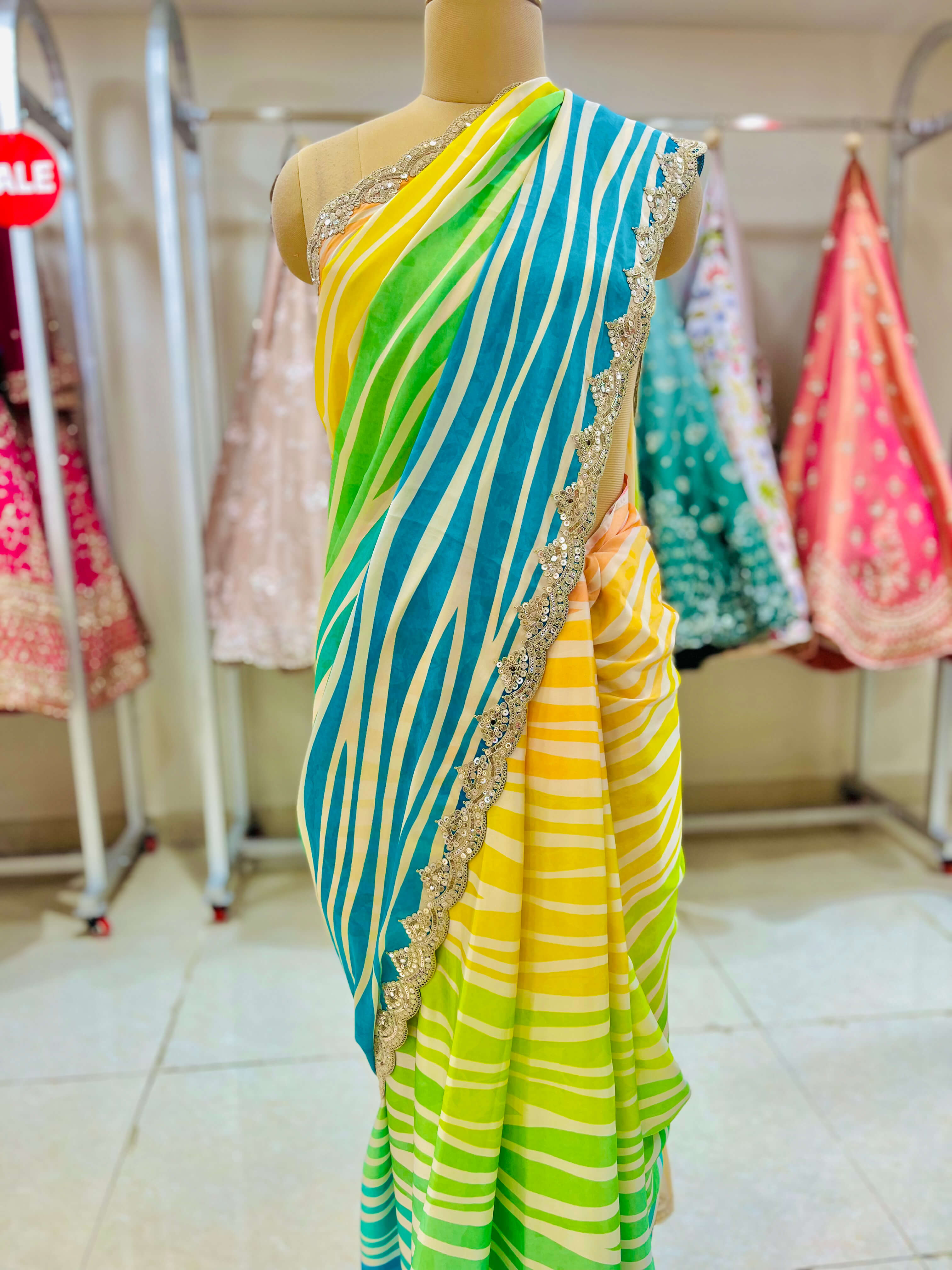 Multicolor Printed Tissue Saree