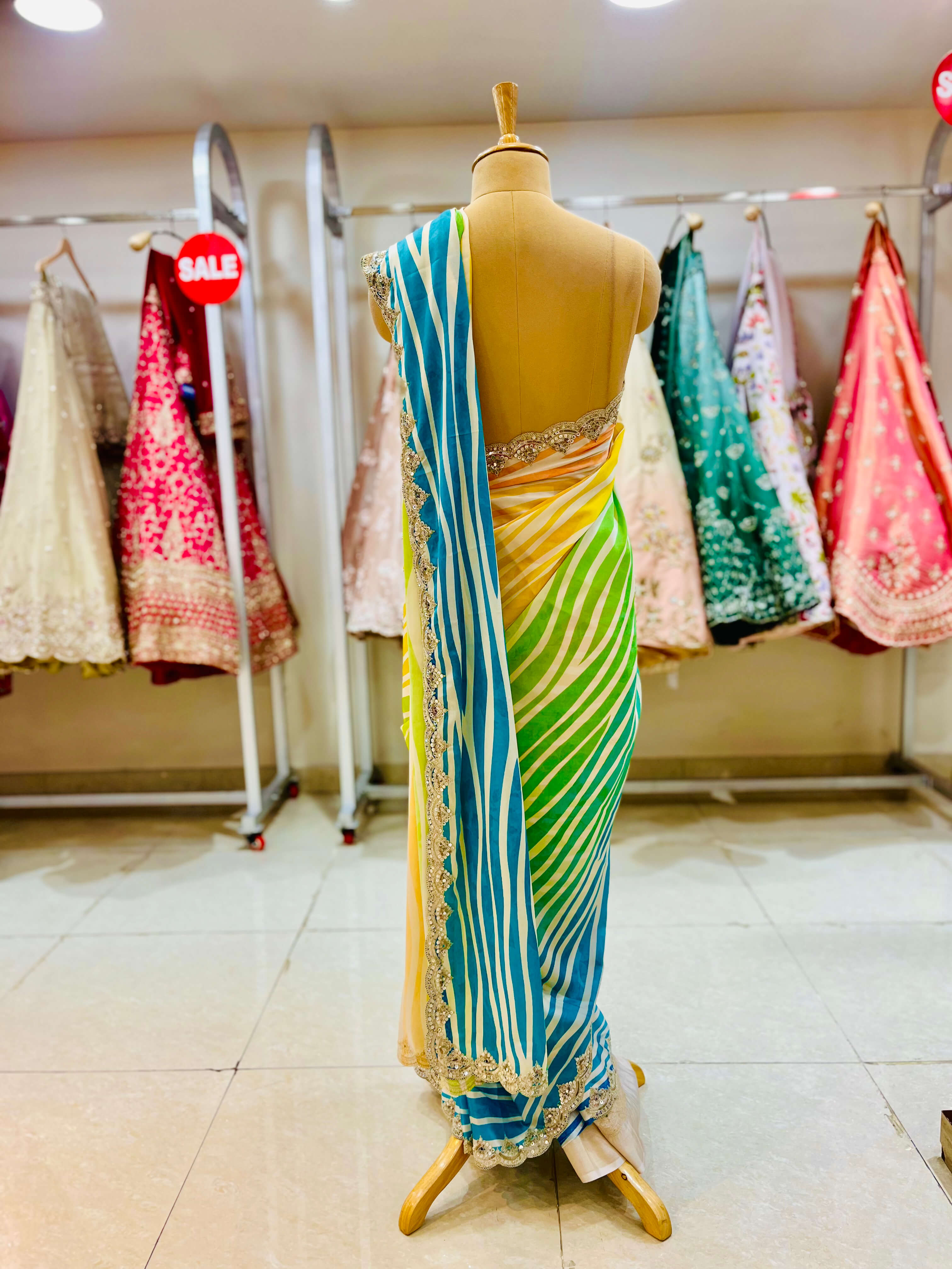 Multicolor Printed Tissue Saree