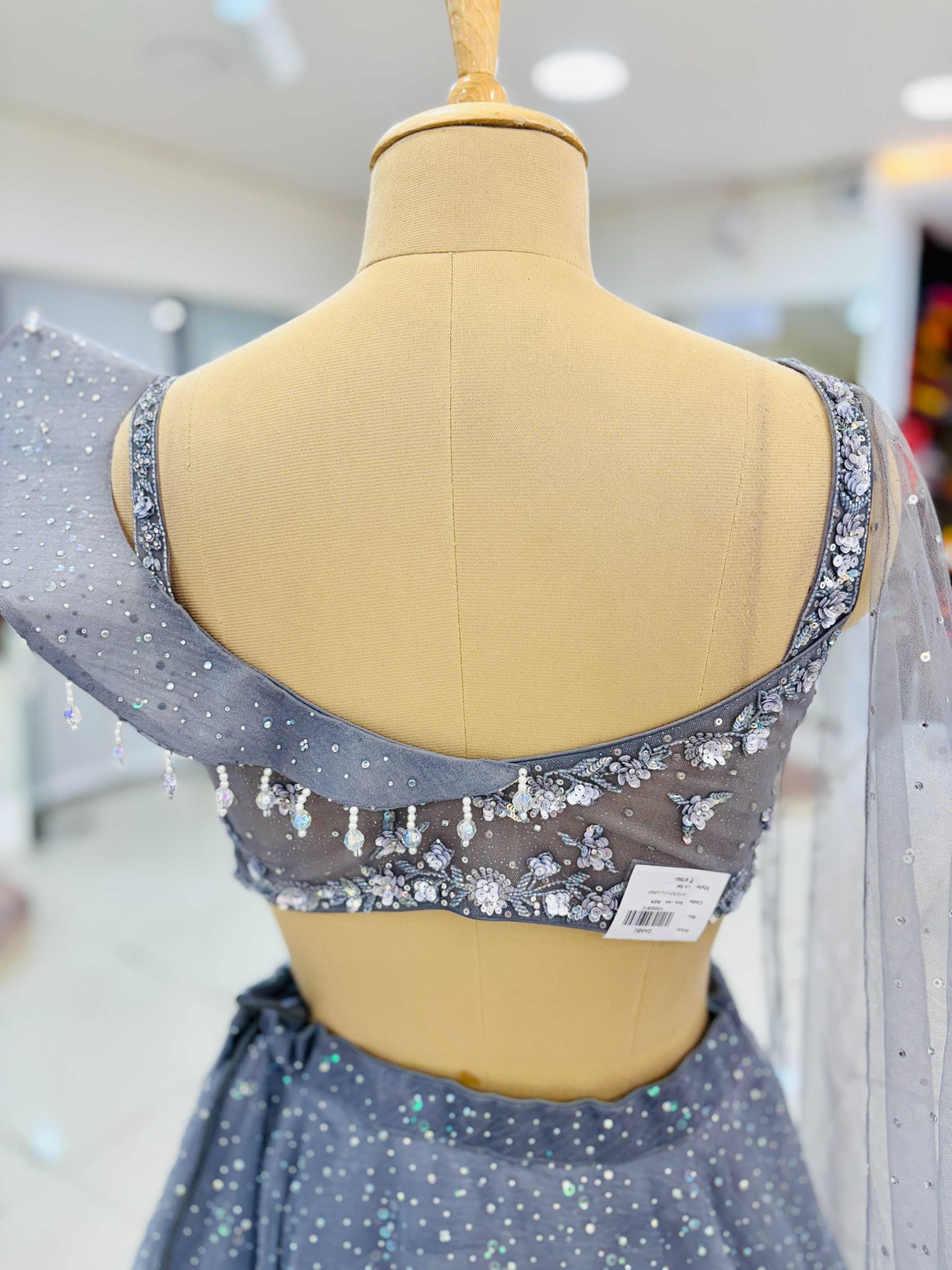 Grey Designer Net Readymade Lehenga