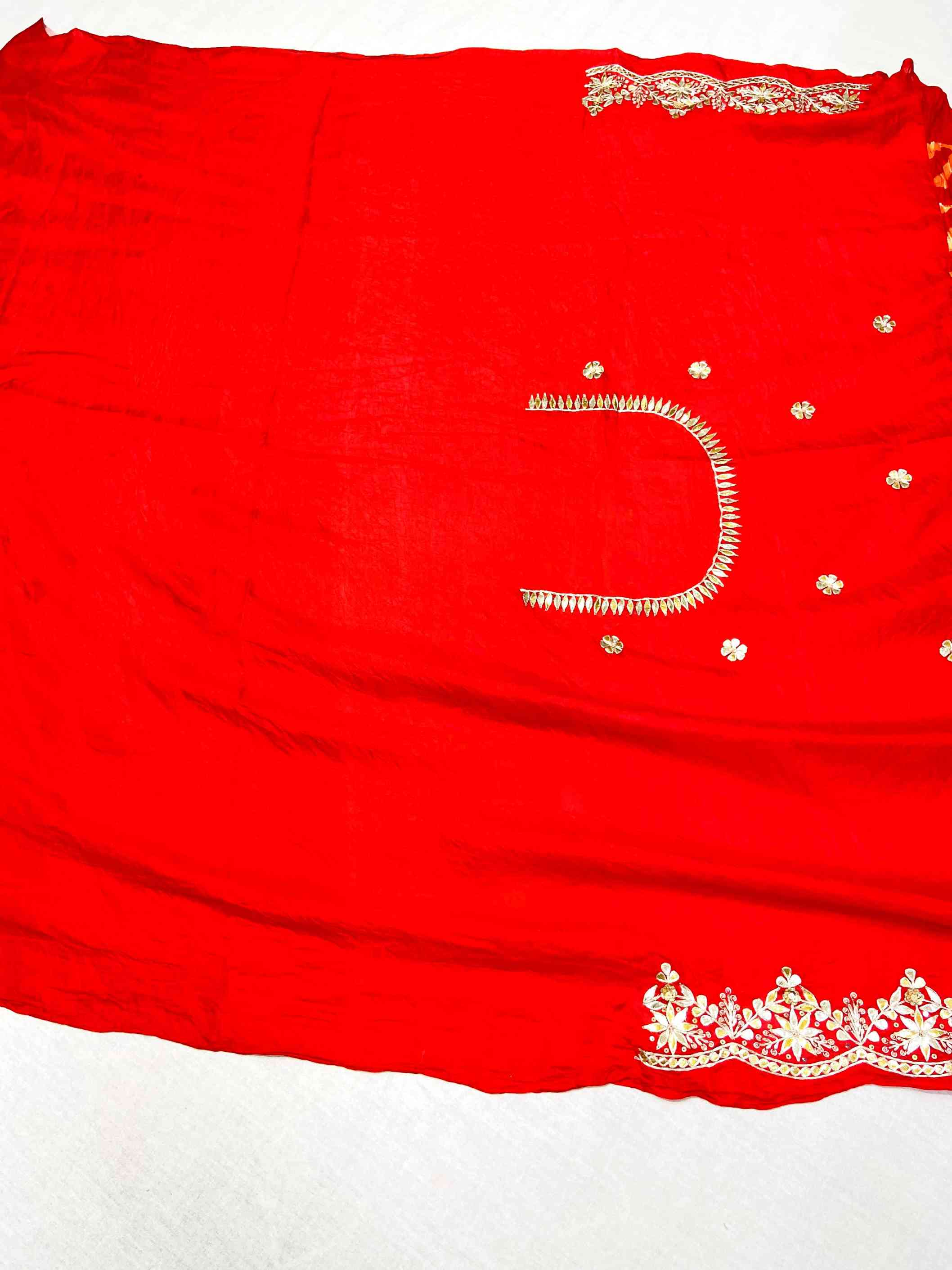 Orange & Red Pure Silk Leheriya Saree