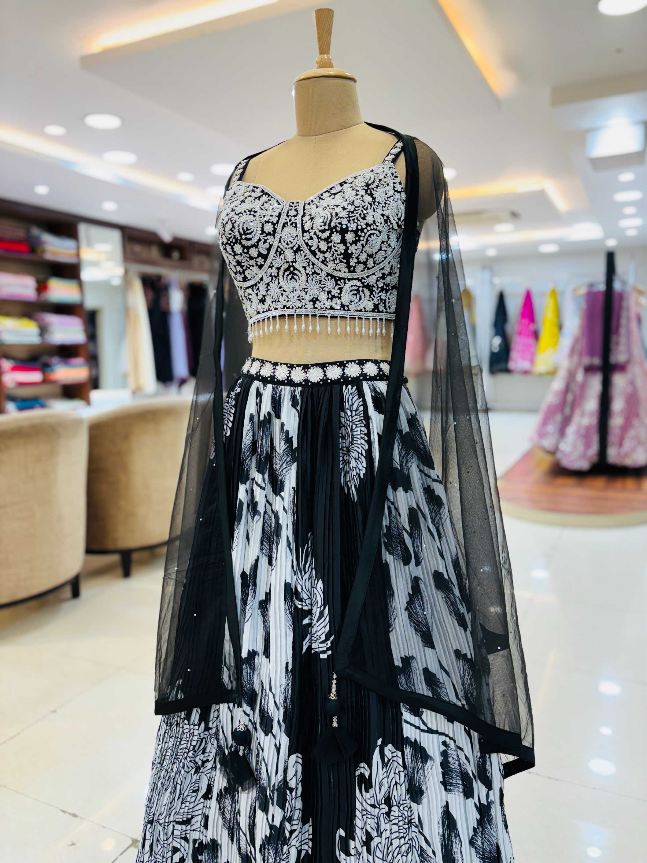 Black Printed Designer Readymade Lehenga