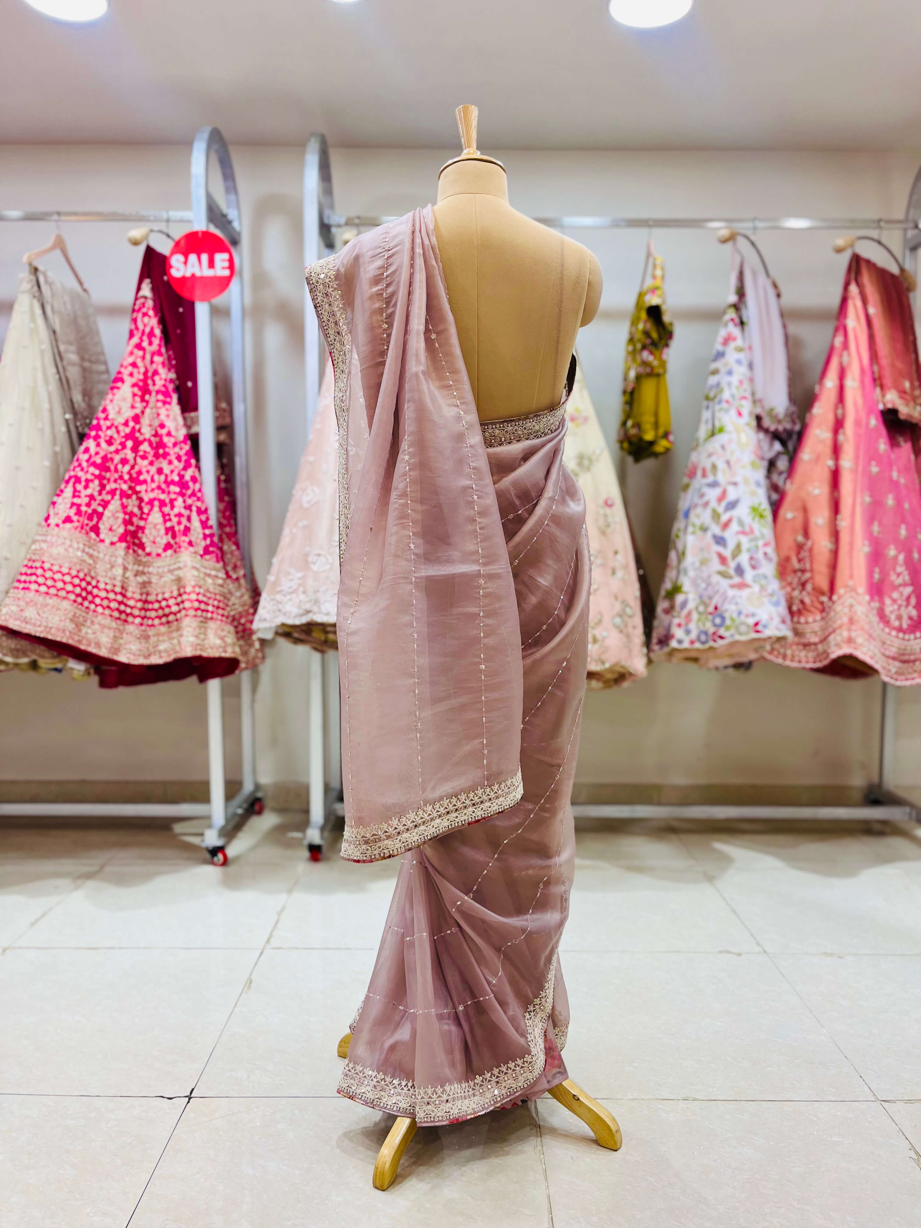 Light Purple Designer Tissue Saree