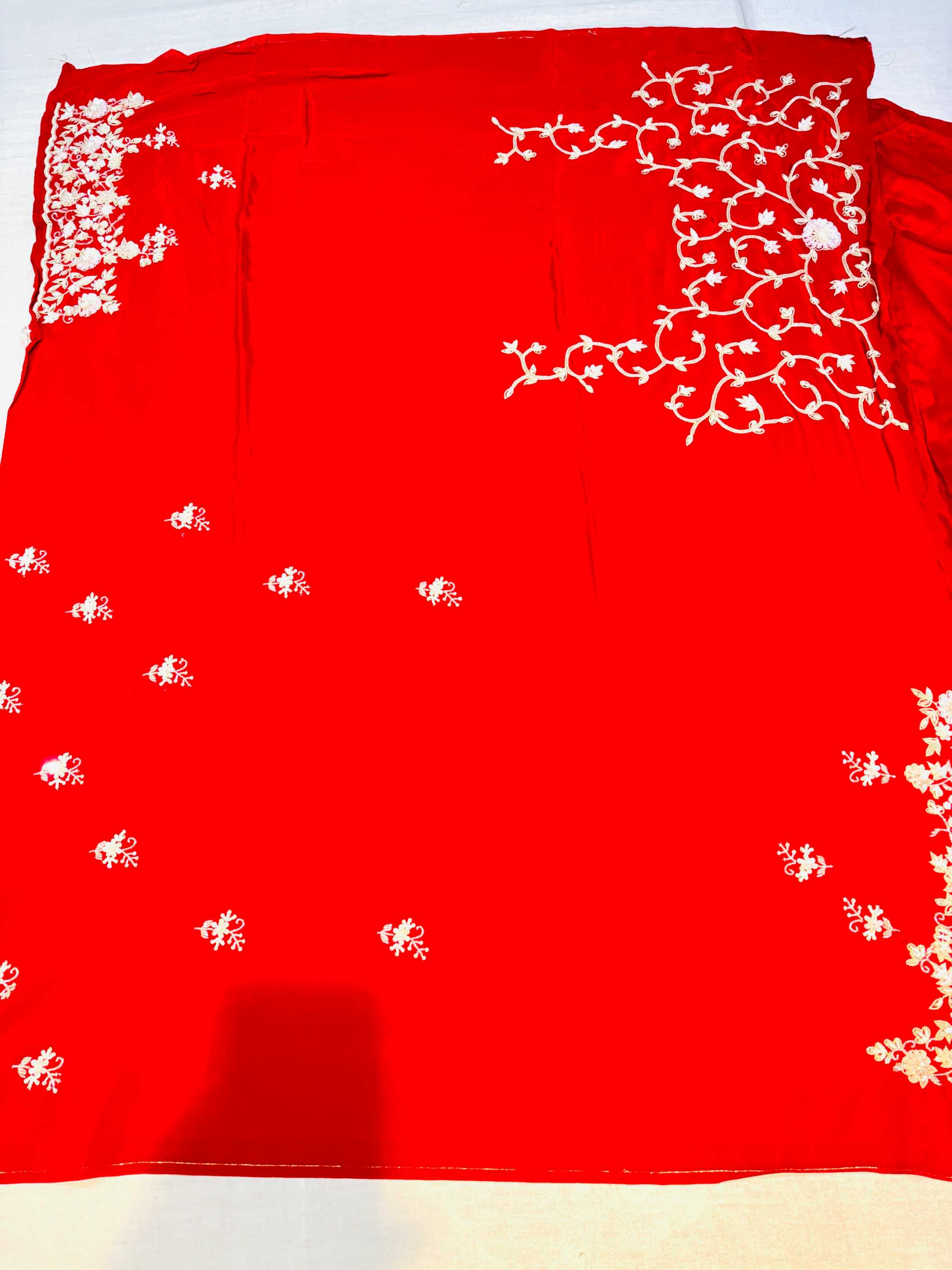 Dark Red Silk Hand Work Saree