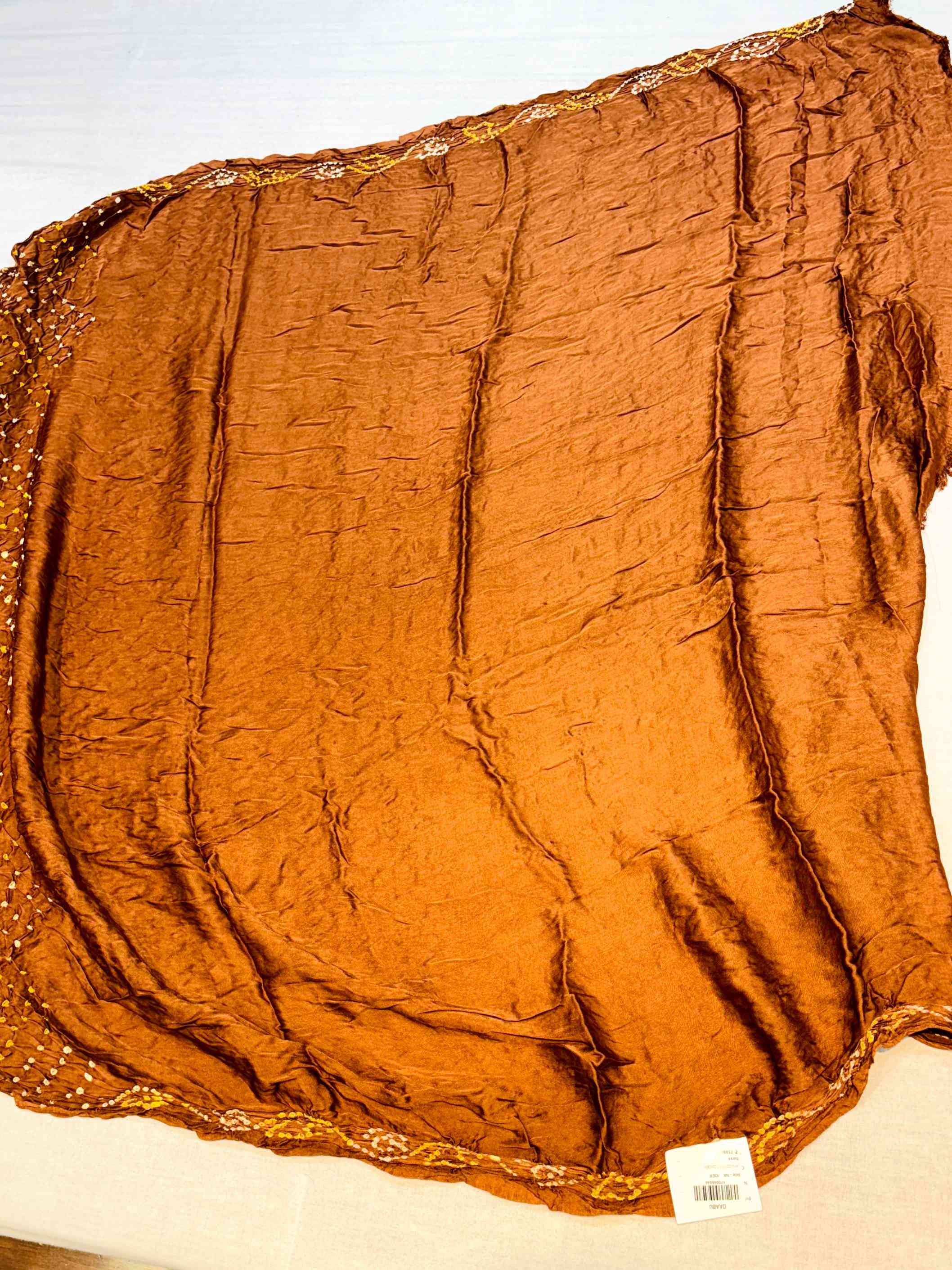 Brown Pink Rai Bandhej Chinnon Saree