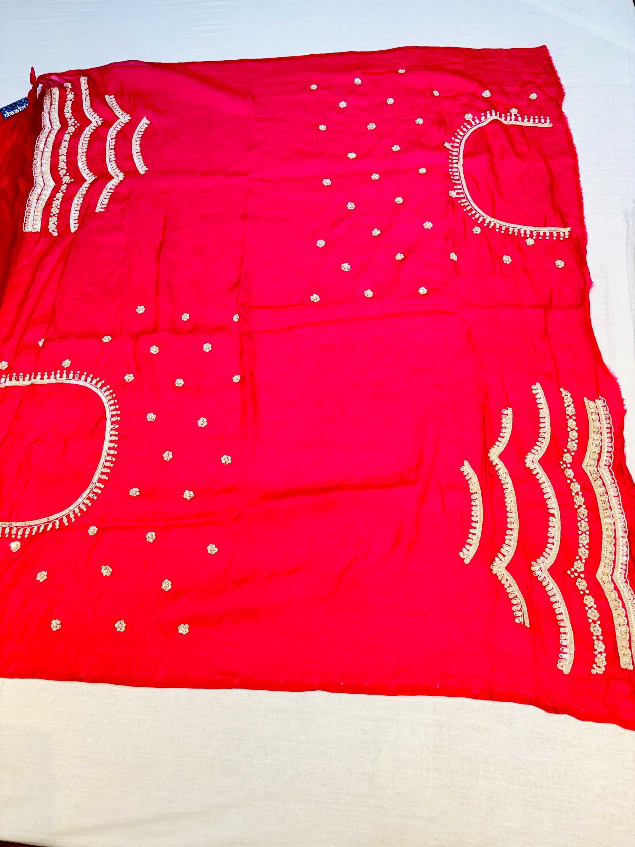 Dark Pink Tissue Organza Hand Work Saree