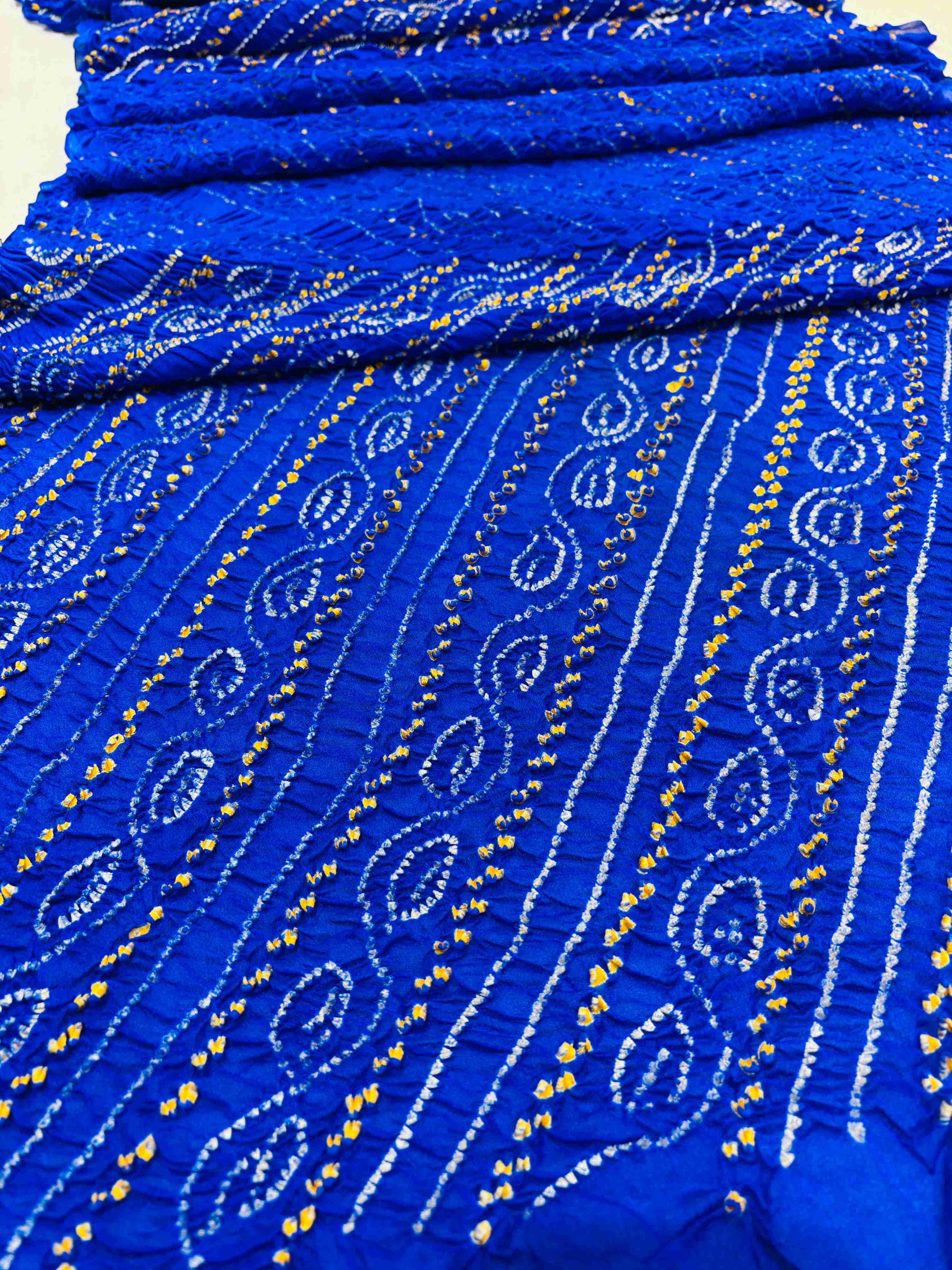 Navy Blue Rai Bandhej Chinon Saree