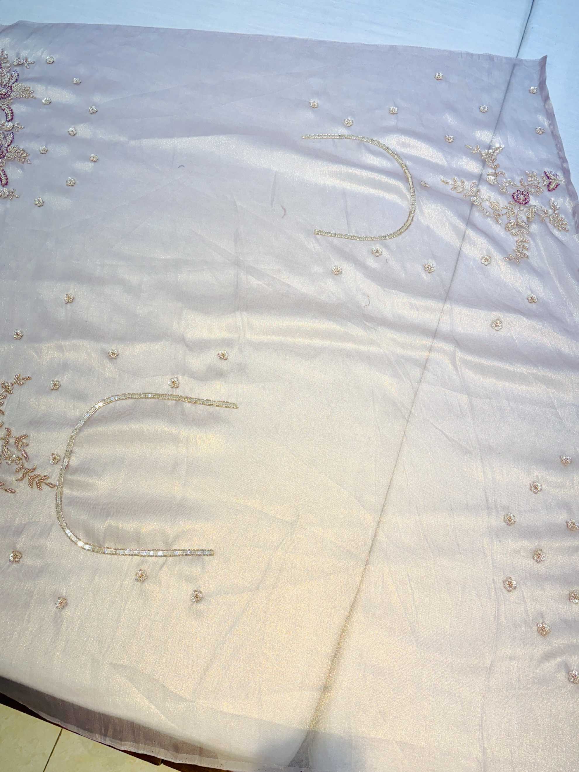 Light Purple Tissue Organza Zardozi Saree