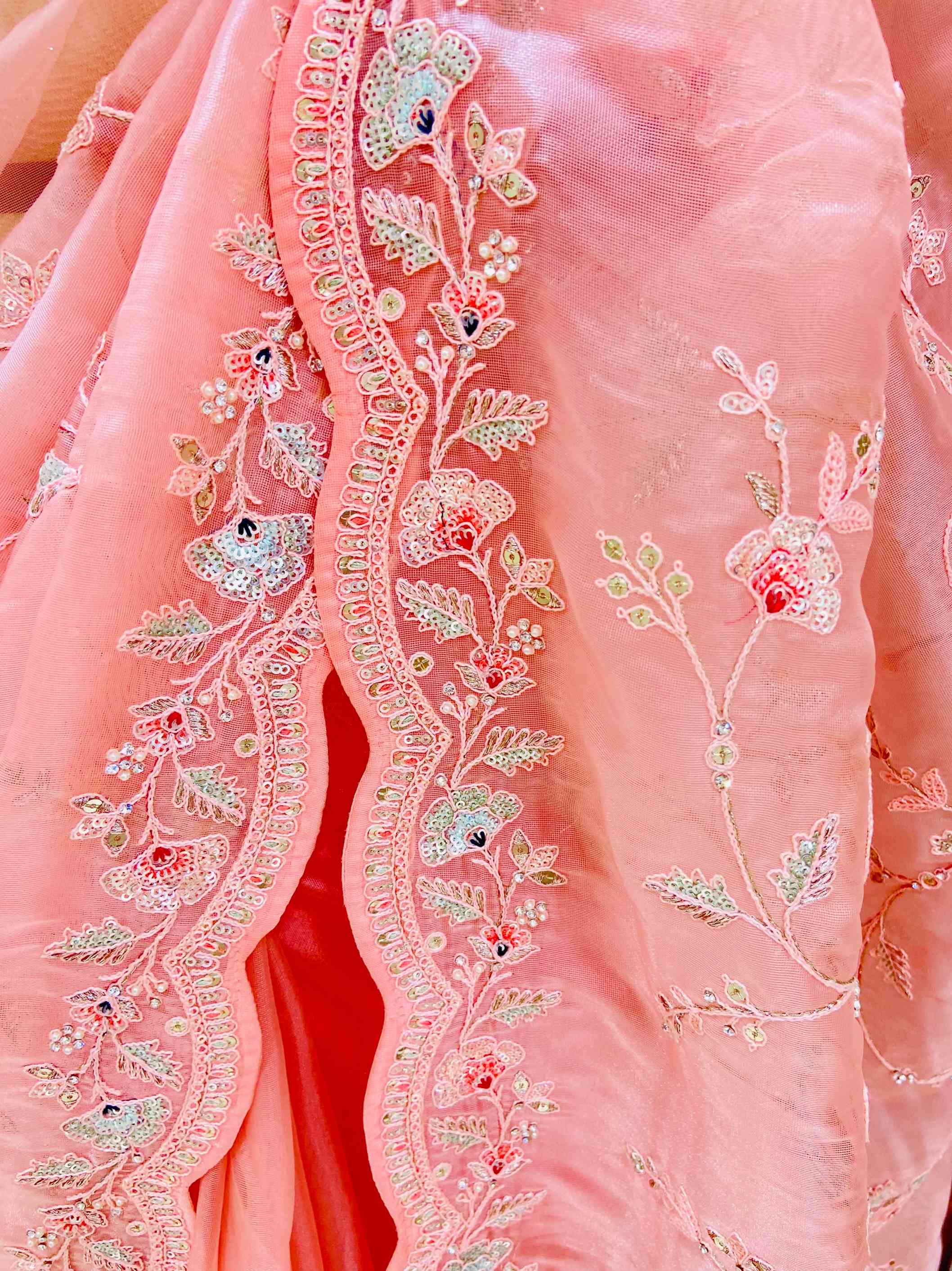 Pink Tissue Hand Work Saree