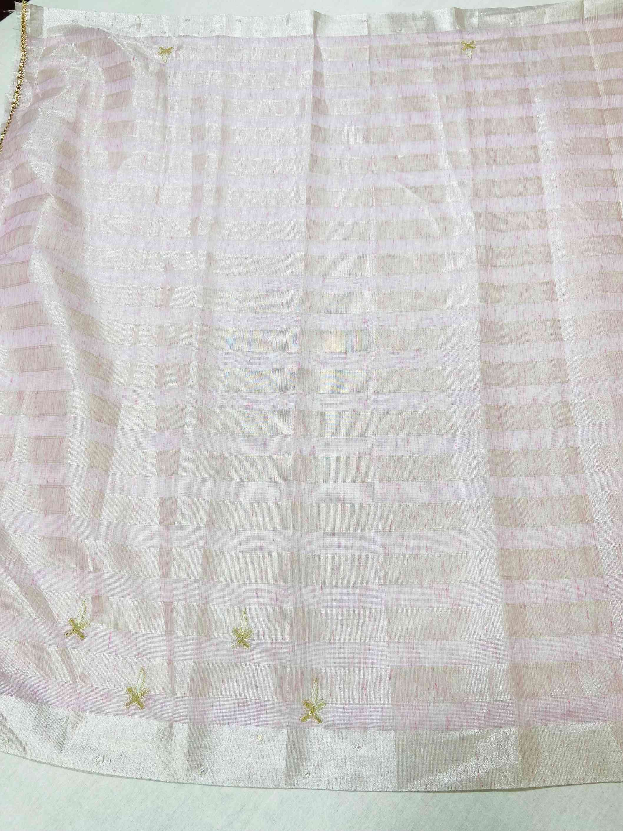 Light Pink Cotton Organza Saree