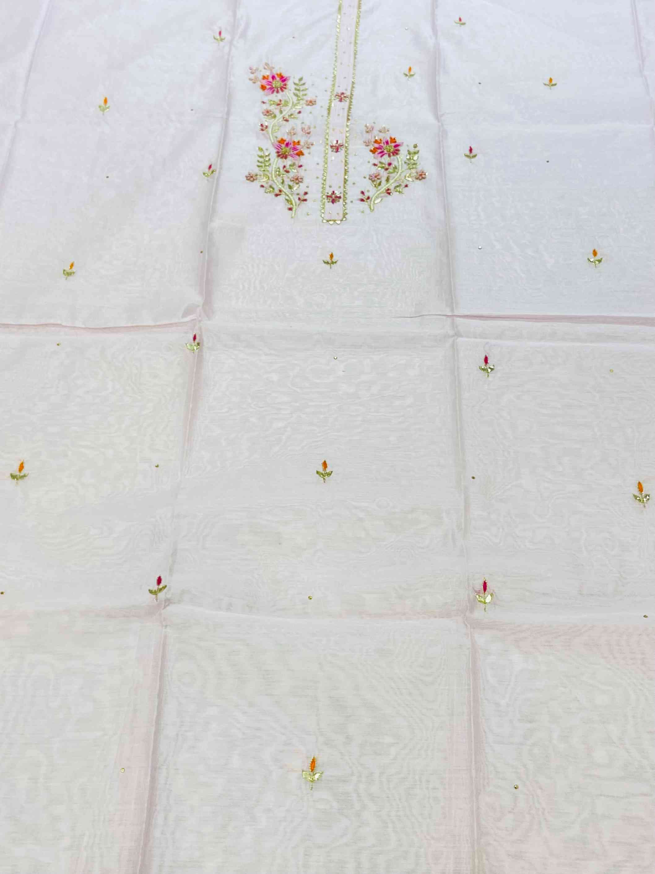 Light Pink Chanderi Unstitched Suit Set