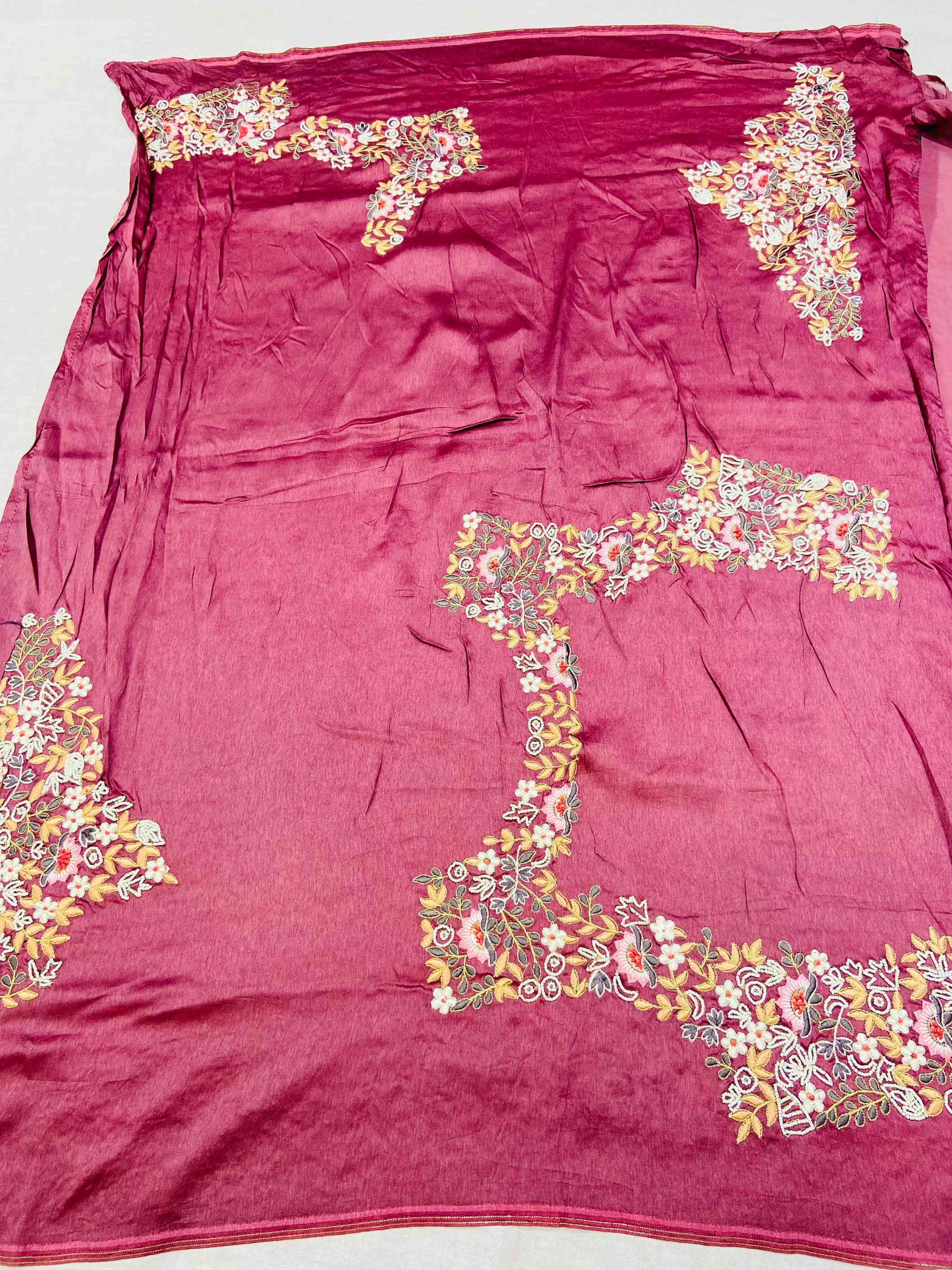 Salmon Pink Designer Organza Saree