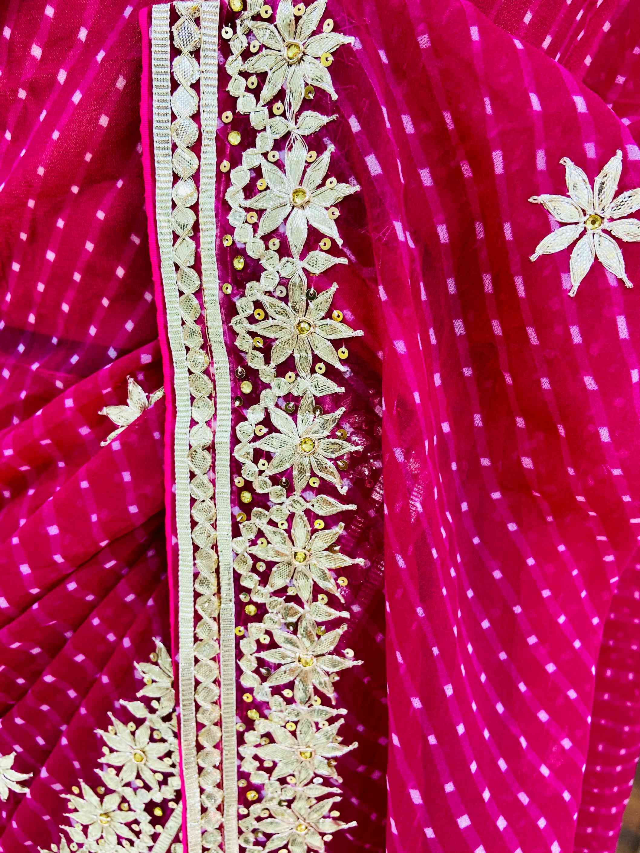 Dark Pink Georgette Leheriya Mothra Saree