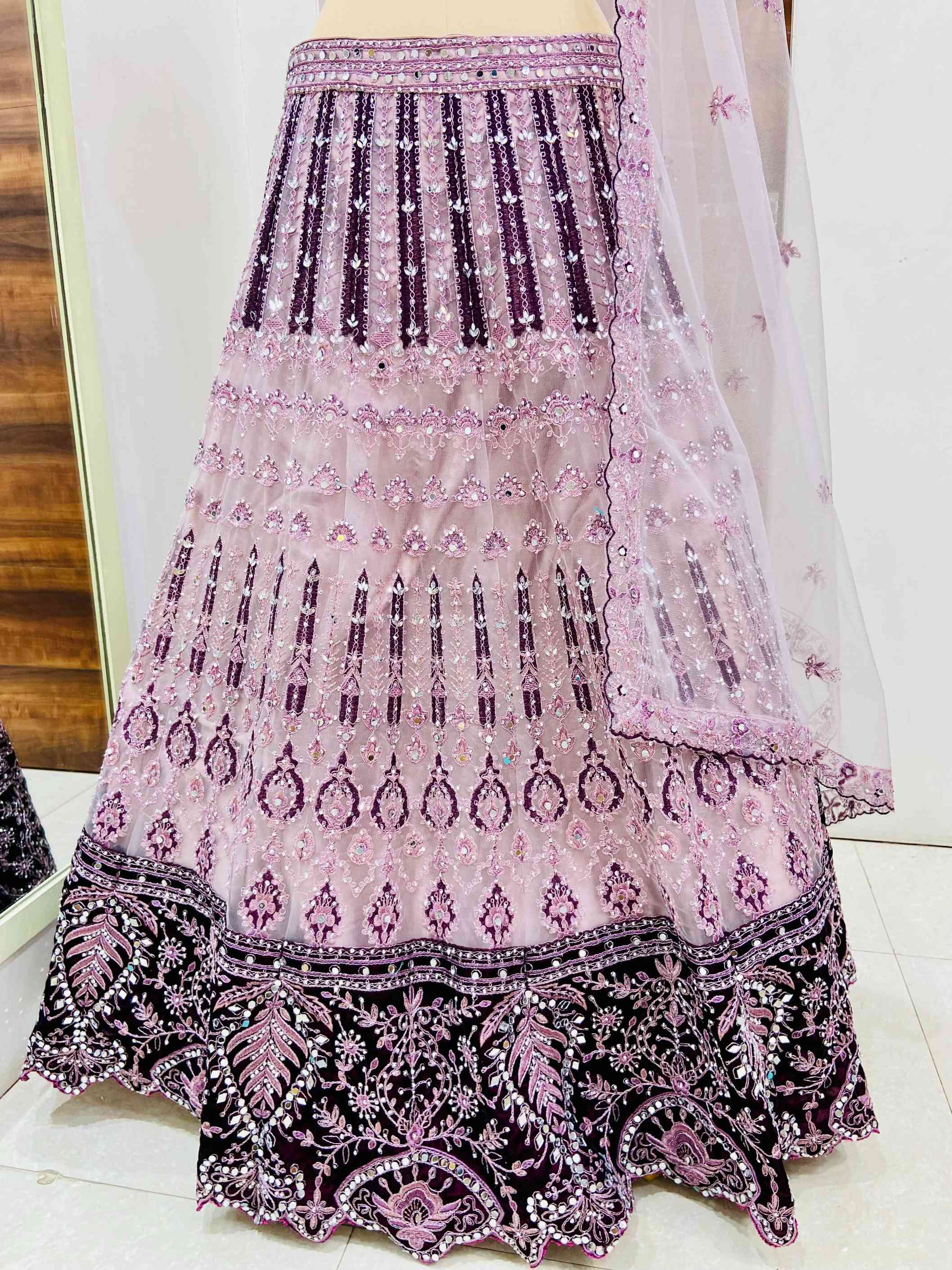 Shaded Pink Net Lehenga