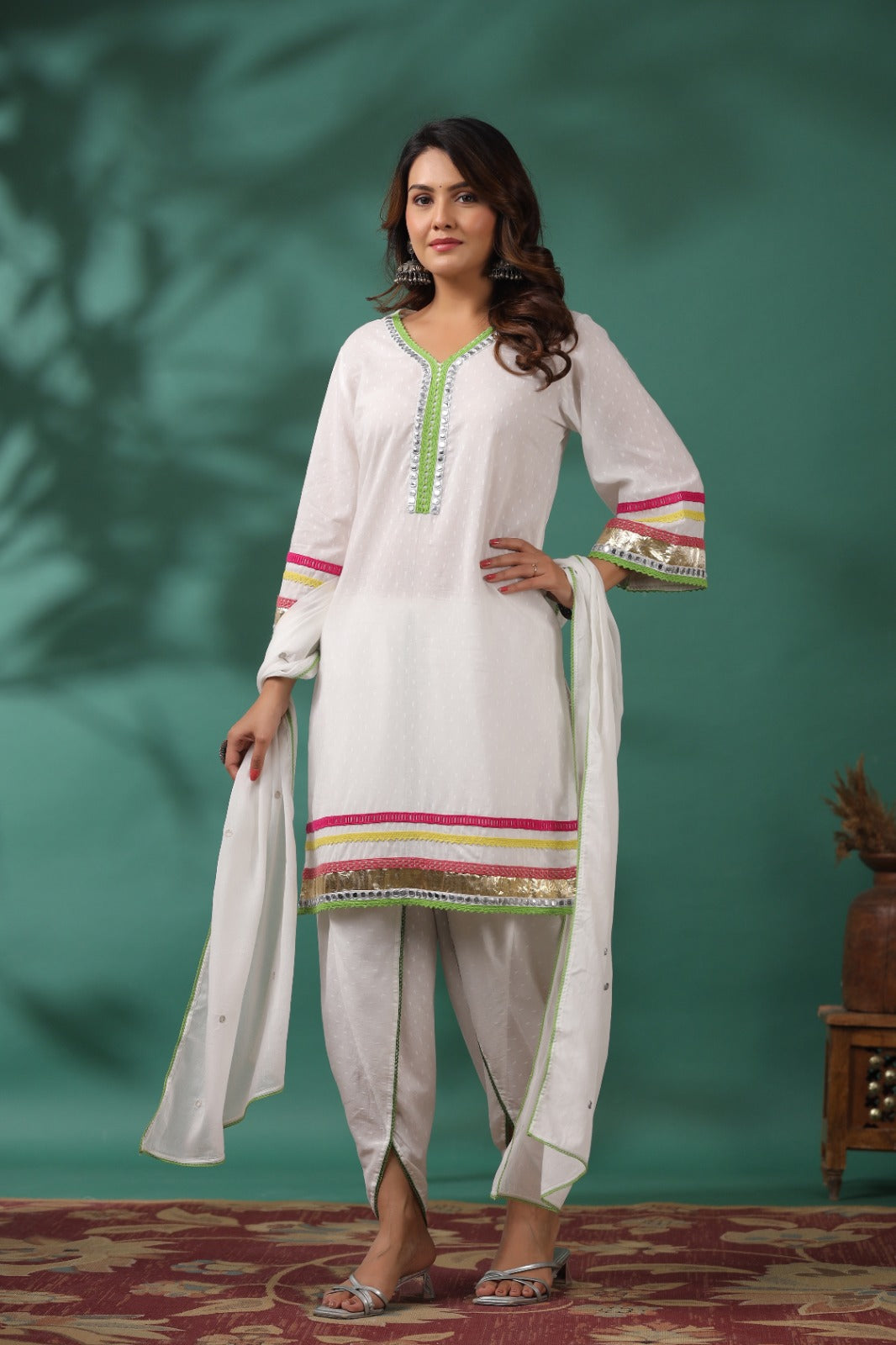 White Cotton Dhoti Kurta Set