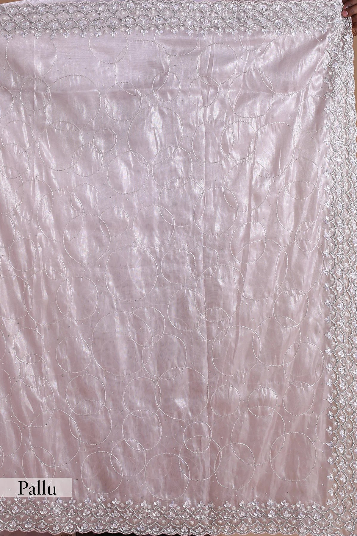 Pink Tissue Organza Cutdana Work Saree