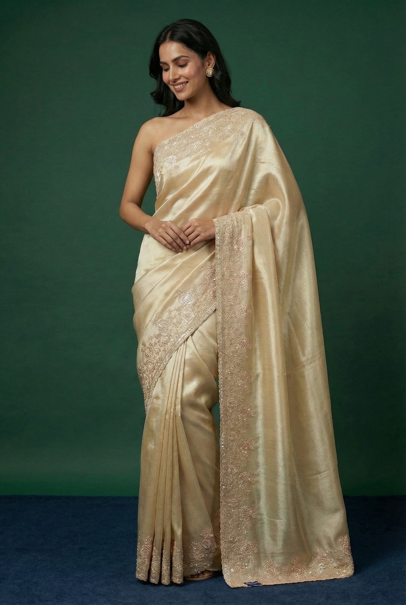 Ivory Silk Festive Hand Work Saree