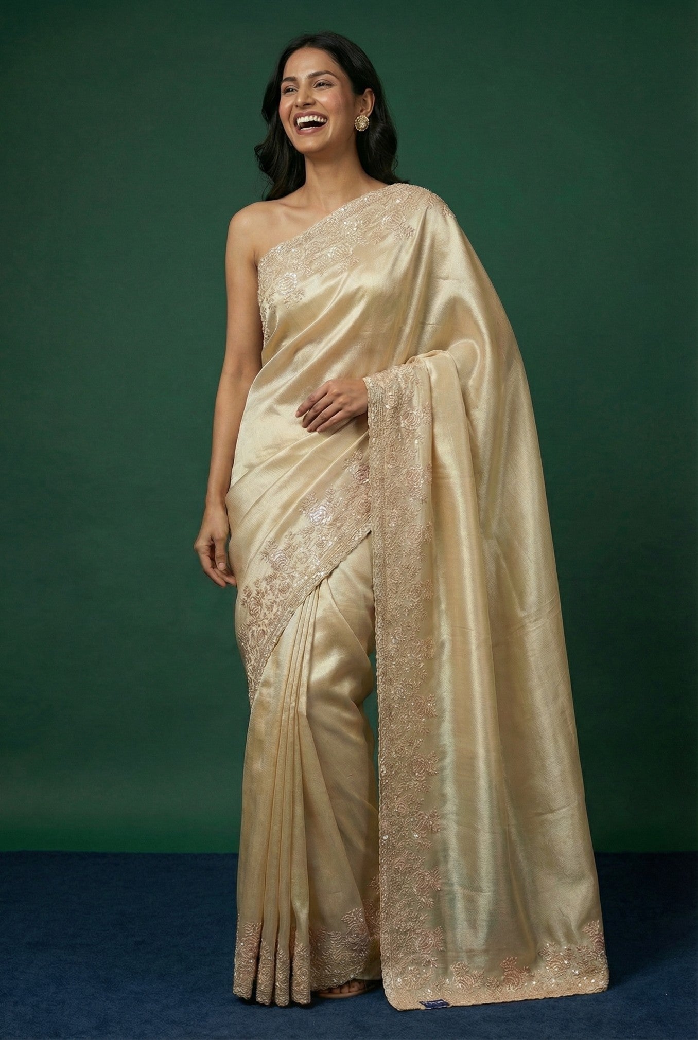 Ivory Silk Festive Hand Work Saree
