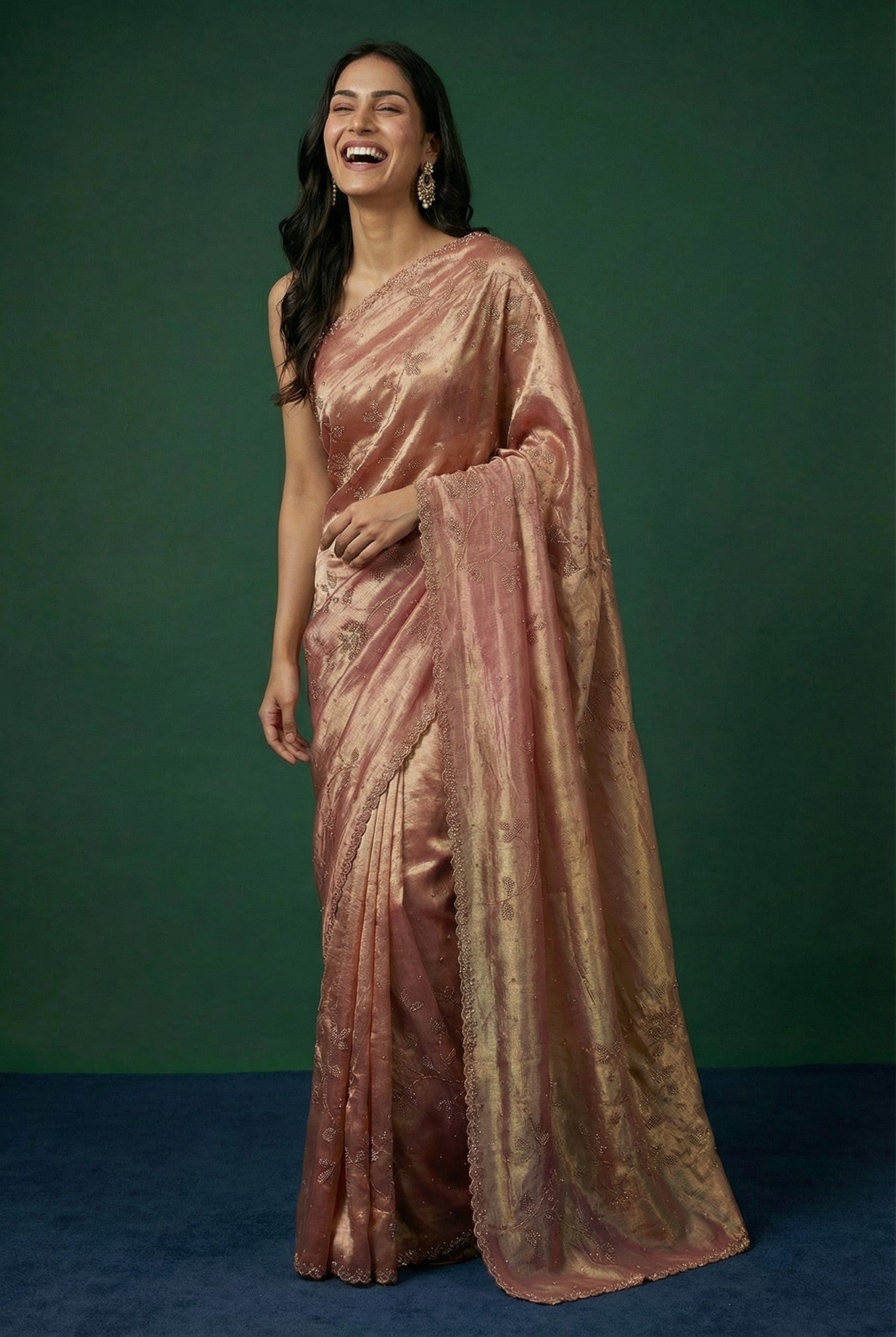 Rose Gold Tissue Festive Saree