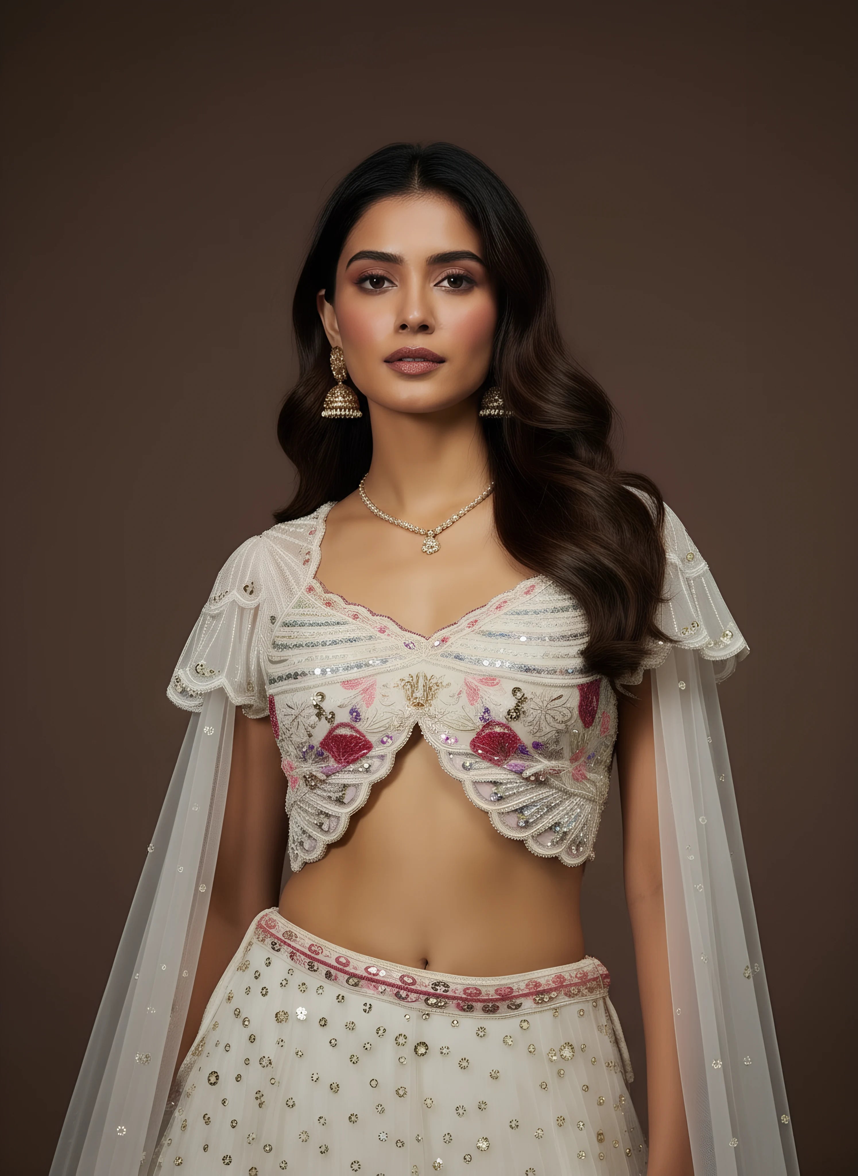 White Embroidered Designer Lehenga