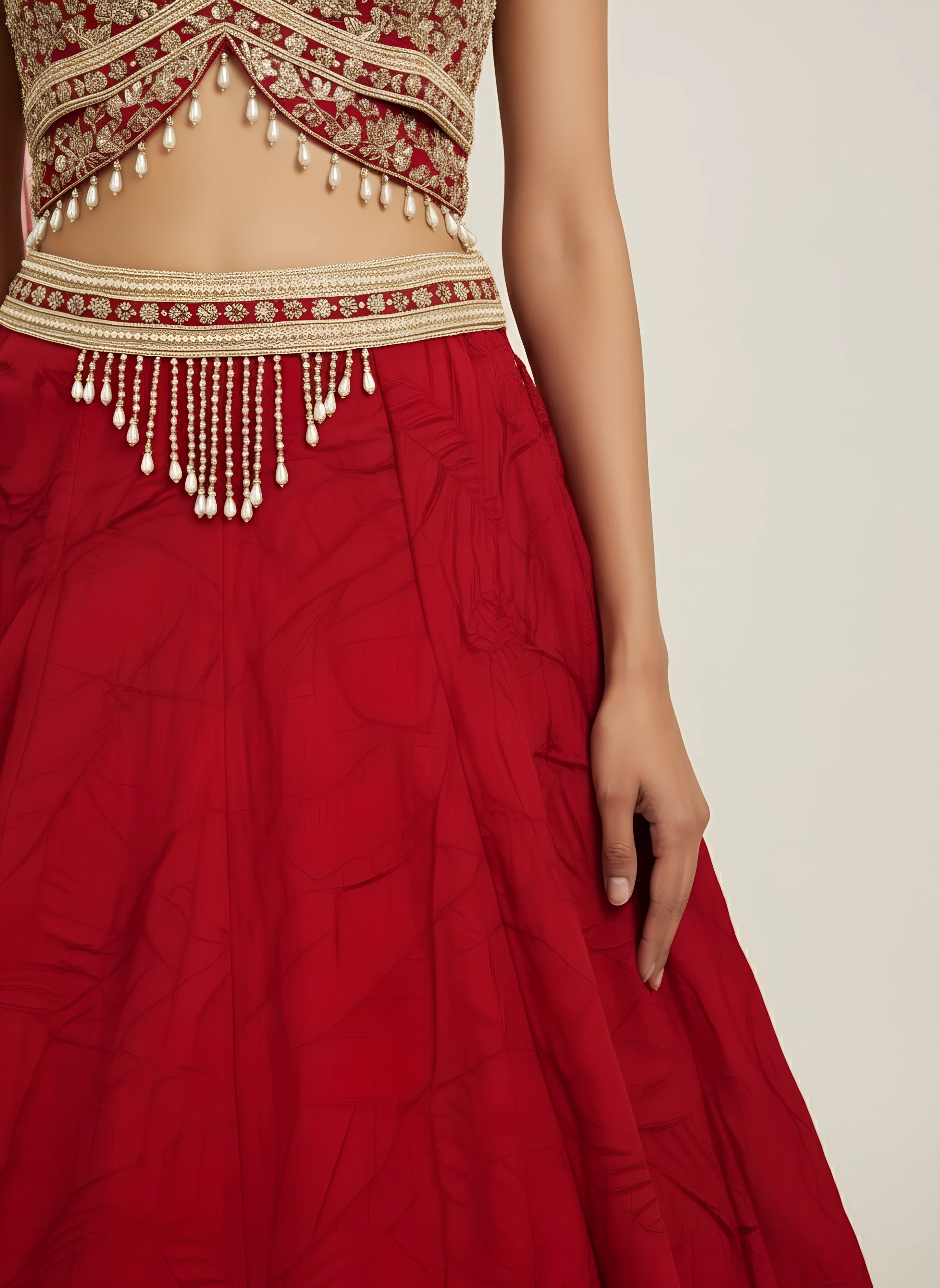 Ref Ruffled Crepe Silk Designer Lehenga