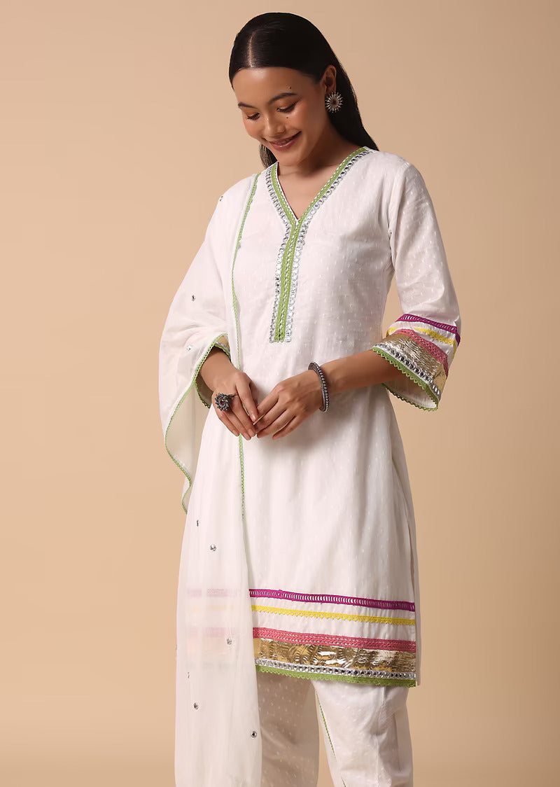 White Cotton Dhoti Kurta Set