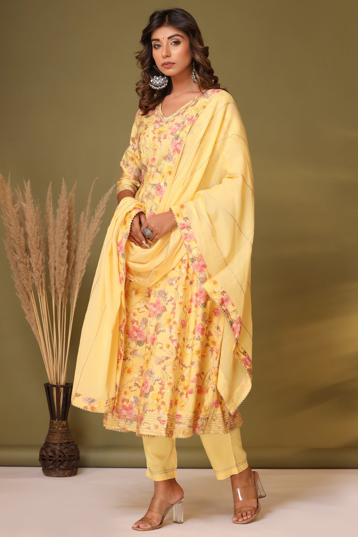 Pastel Yellow Kurta With Pant Set