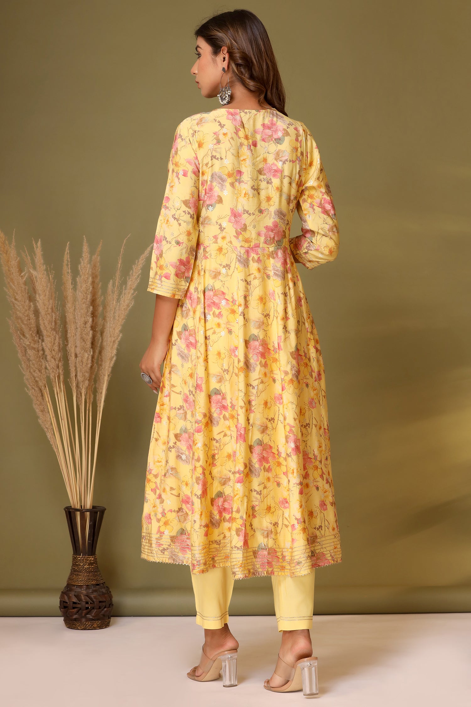 Pastel Yellow Kurta With Pant Set