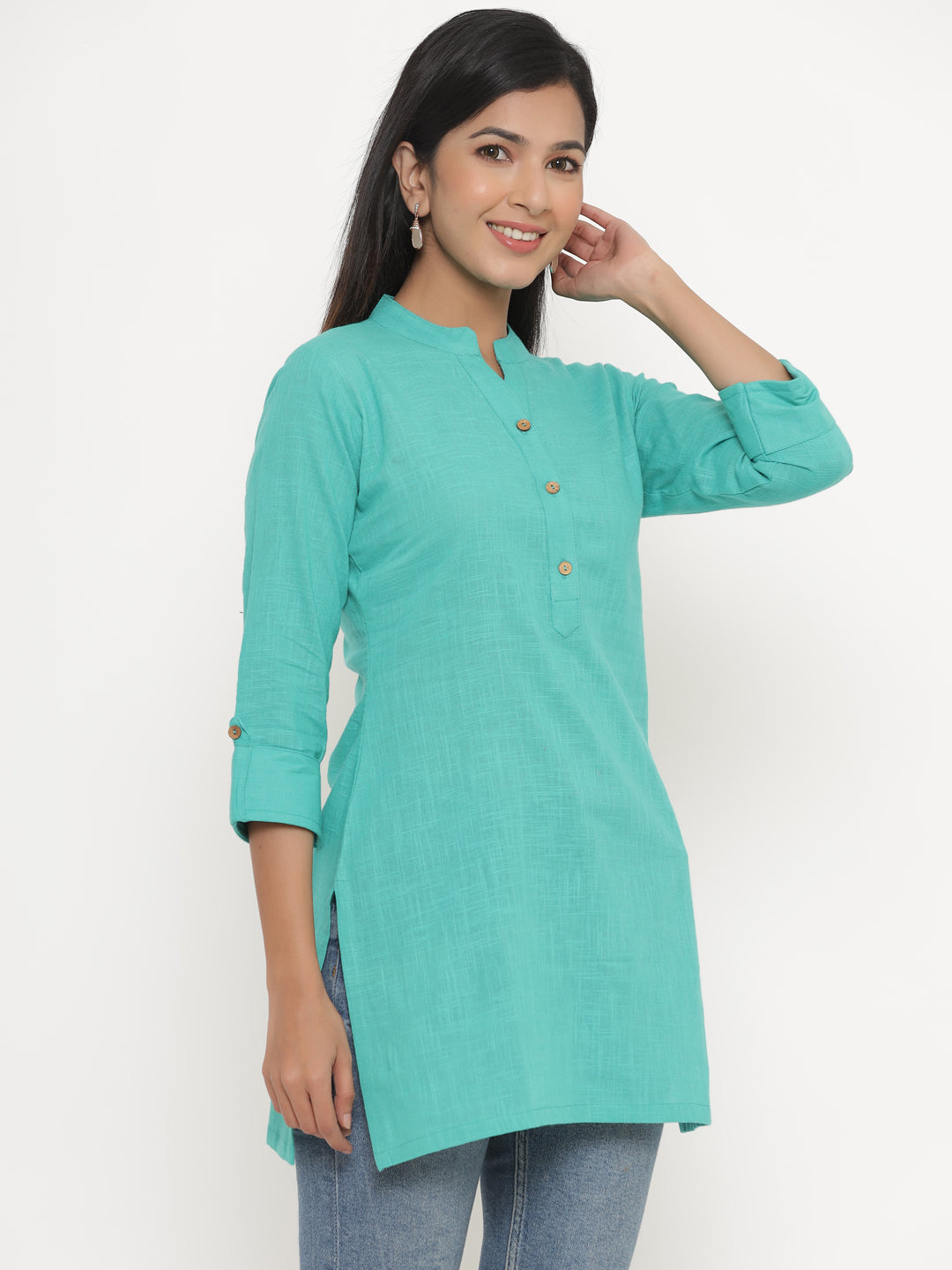 Sea Green Khadi Cotton Tunic