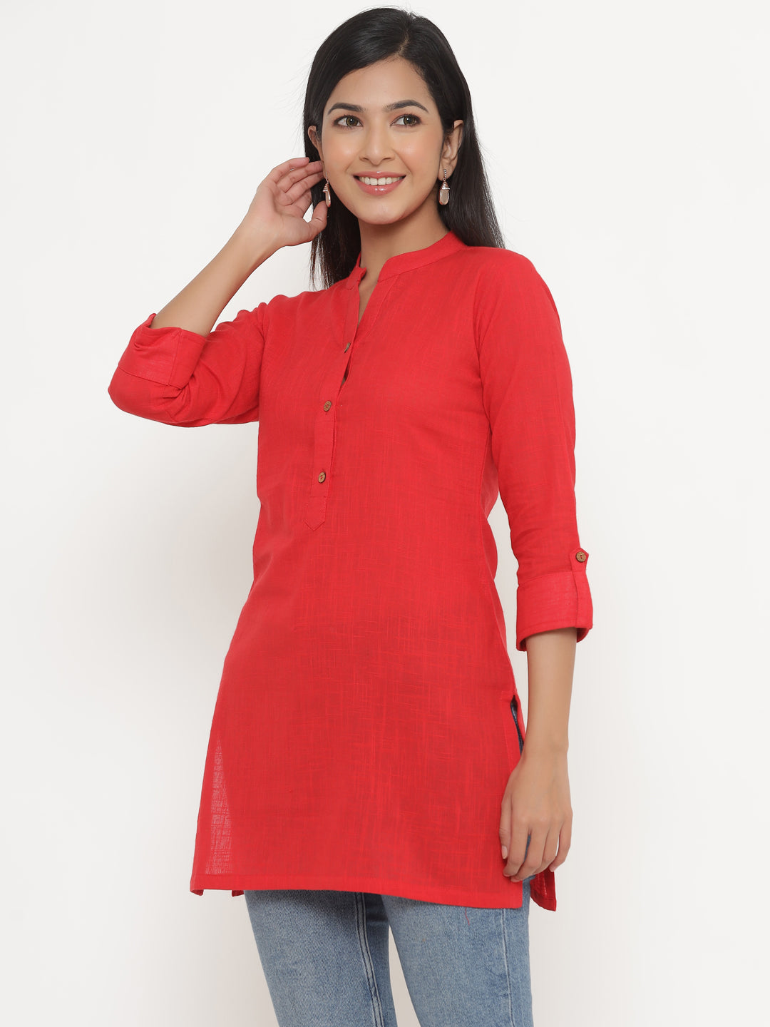 Red Khadi Cotton Tunic