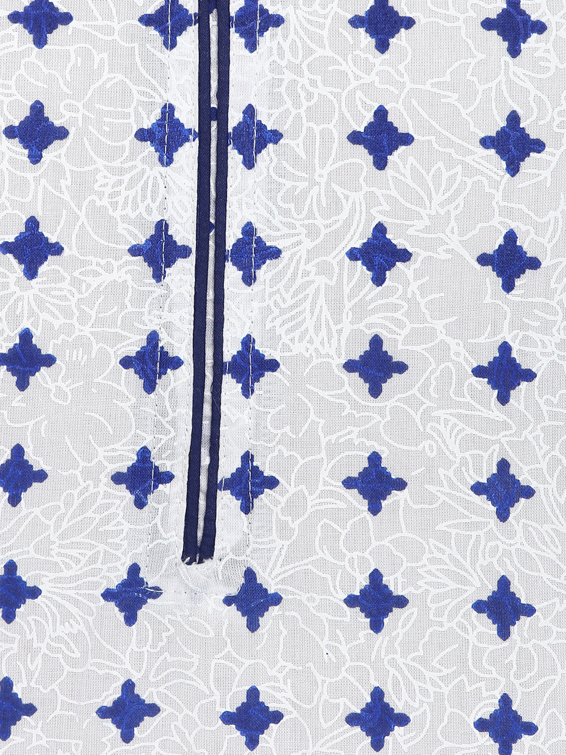 Blue & White Printed Cotton Kurta