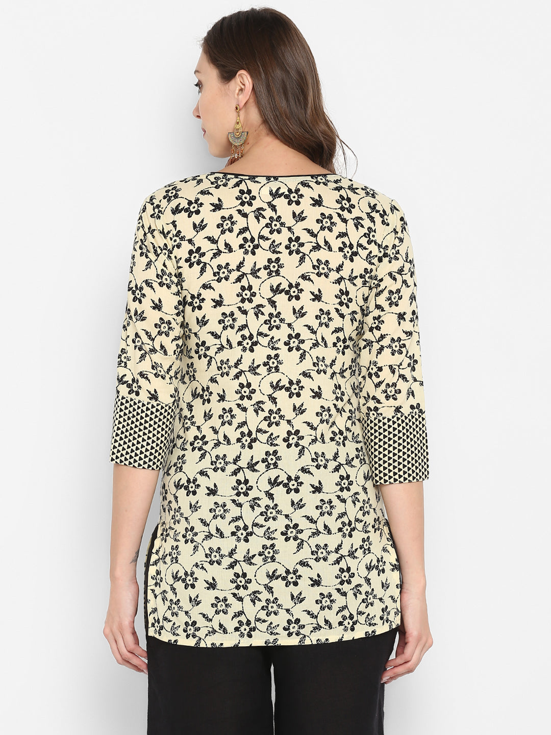 Off-White Floral Printed Cotton Tunic