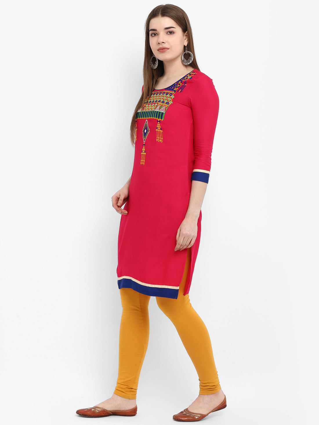 Pink Embroidered Italian Silk Kurta