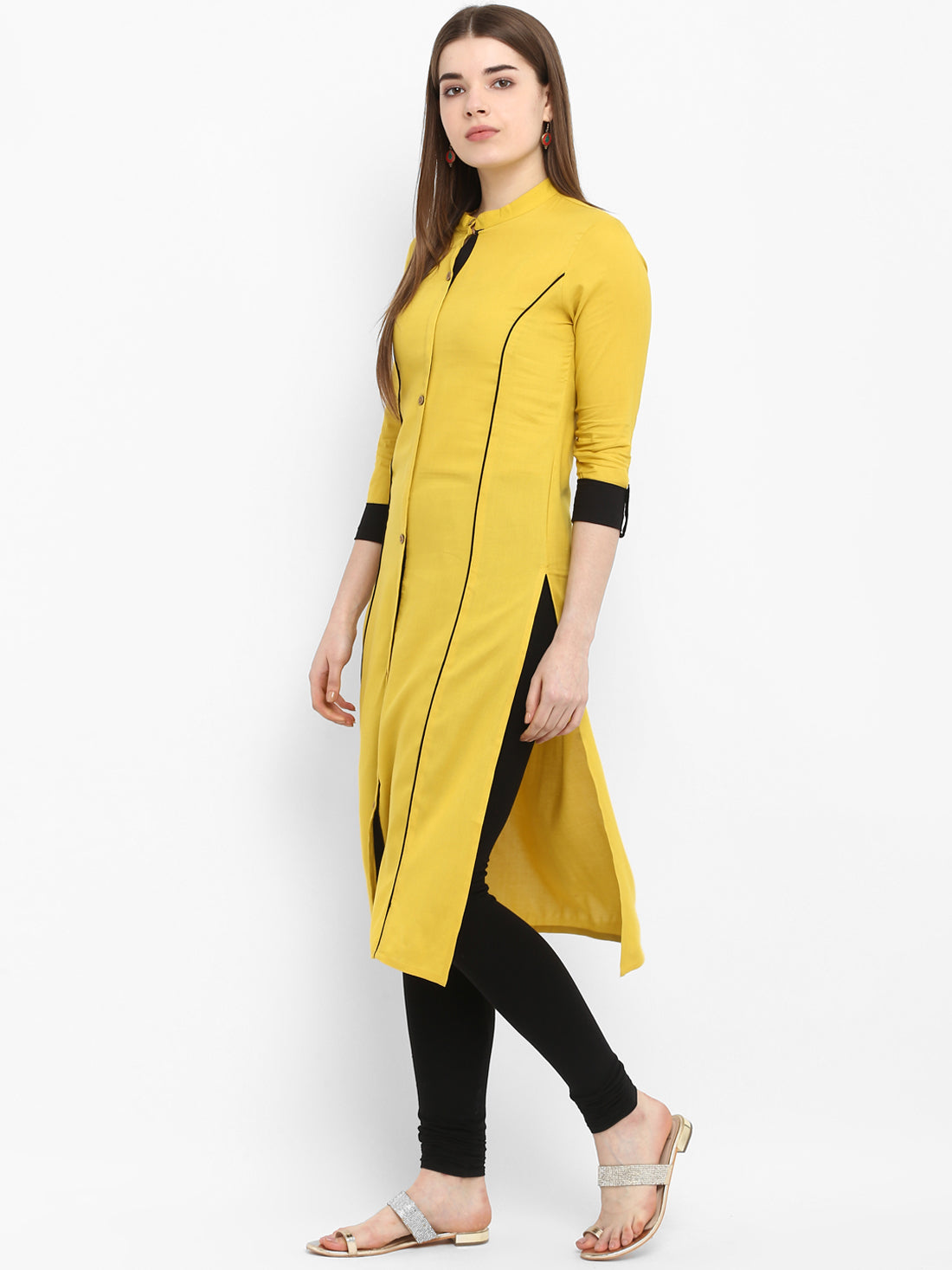 Yellow Solid Italian Silk Kurta