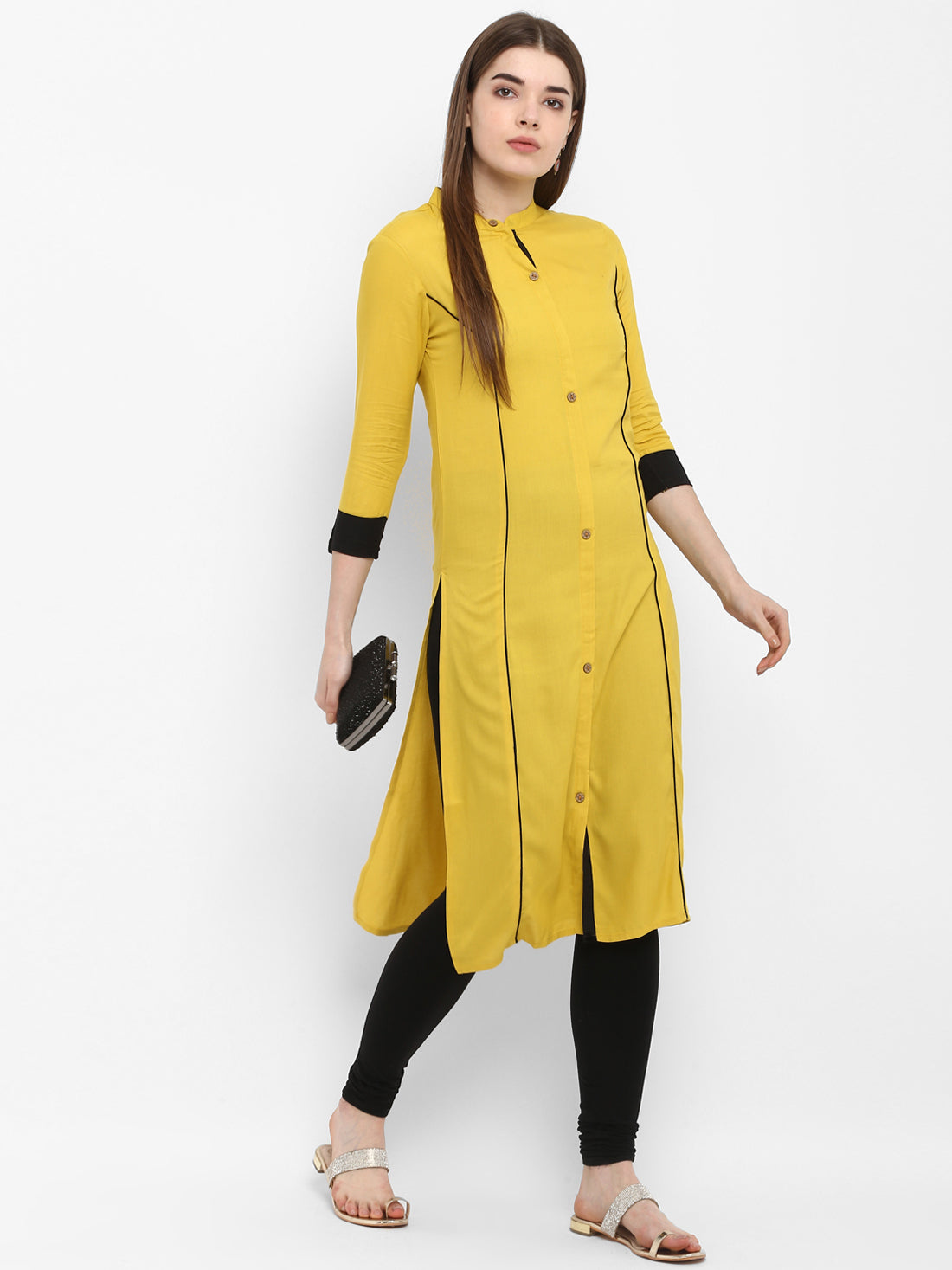 Yellow Solid Italian Silk Kurta