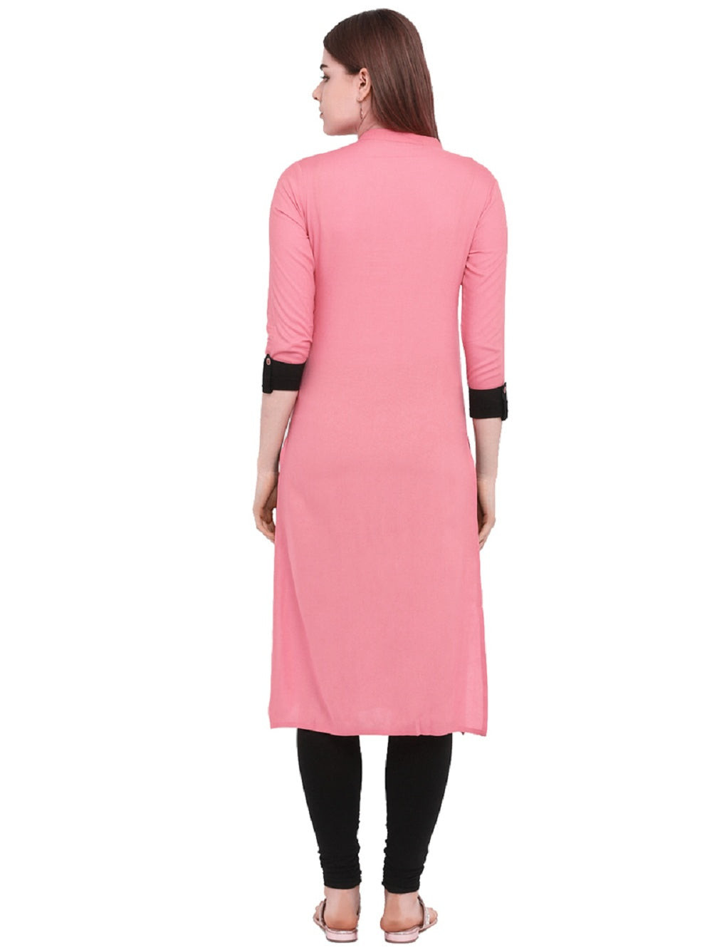 Coral Pink Solid Italian Silk Kurta