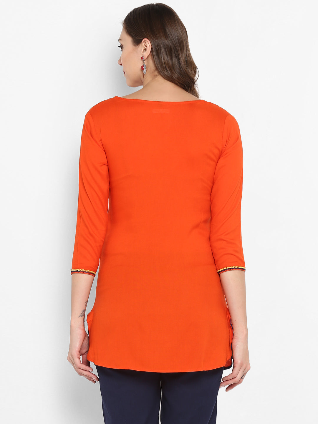 Orange Embroidered Italian Silk Tunic