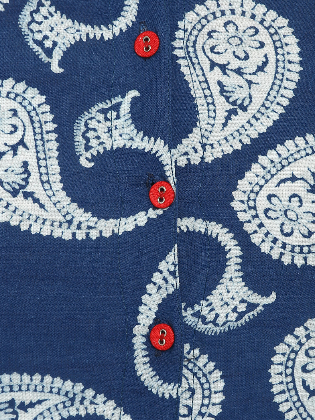 Indigo & Red Block Printed Cotton Kurta